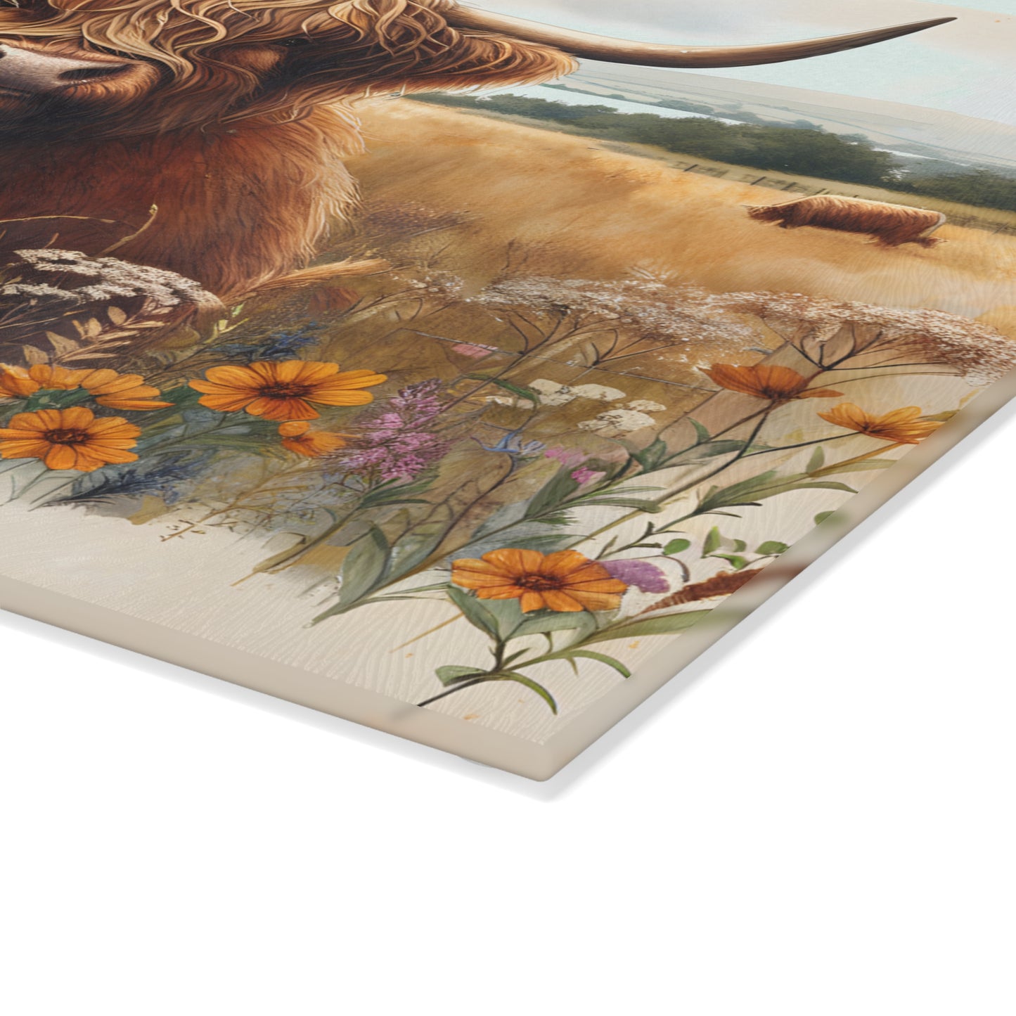 🐮 Highland Cow “Gate Open” Cutting Board – Rustic Charm with a Playful Twist