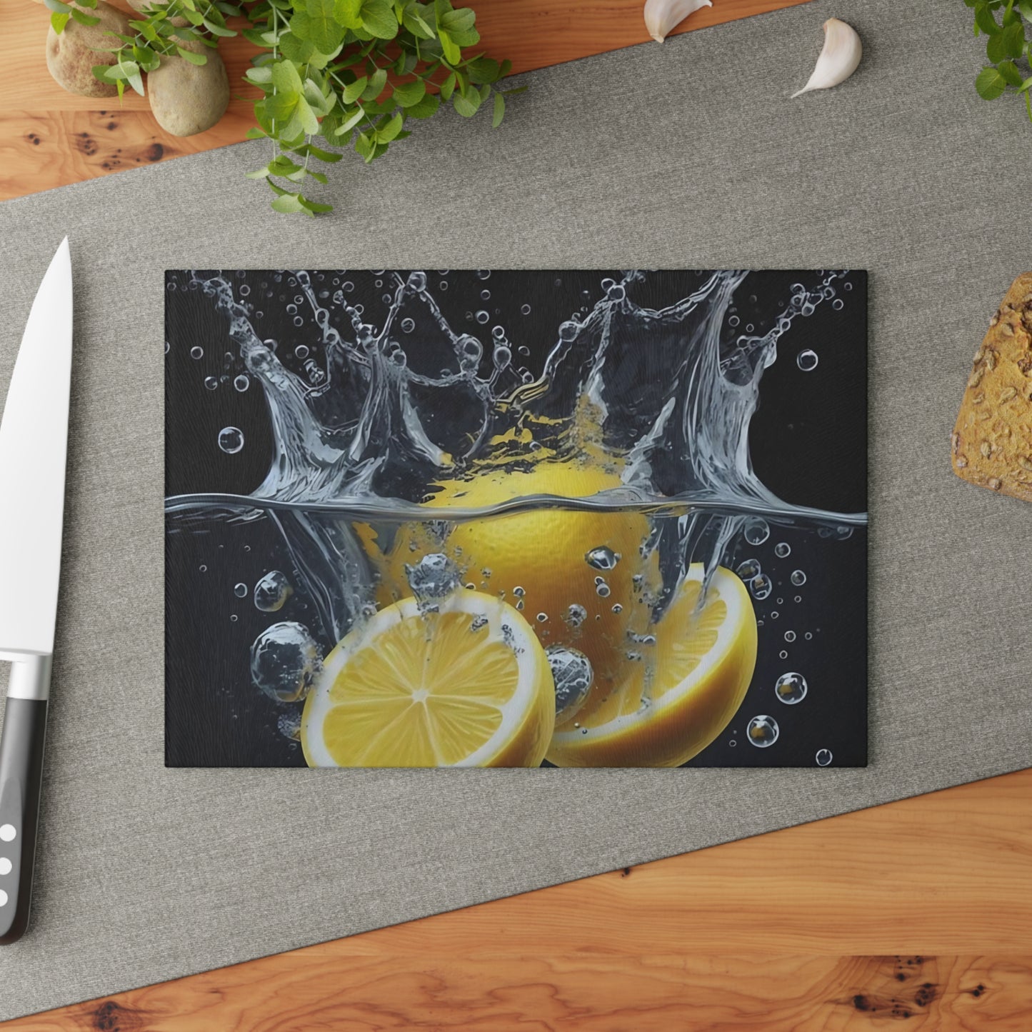 🍋 Lemon Splash Glass Cutting Board – Bright & Zesty Citrus Kitchen Style
