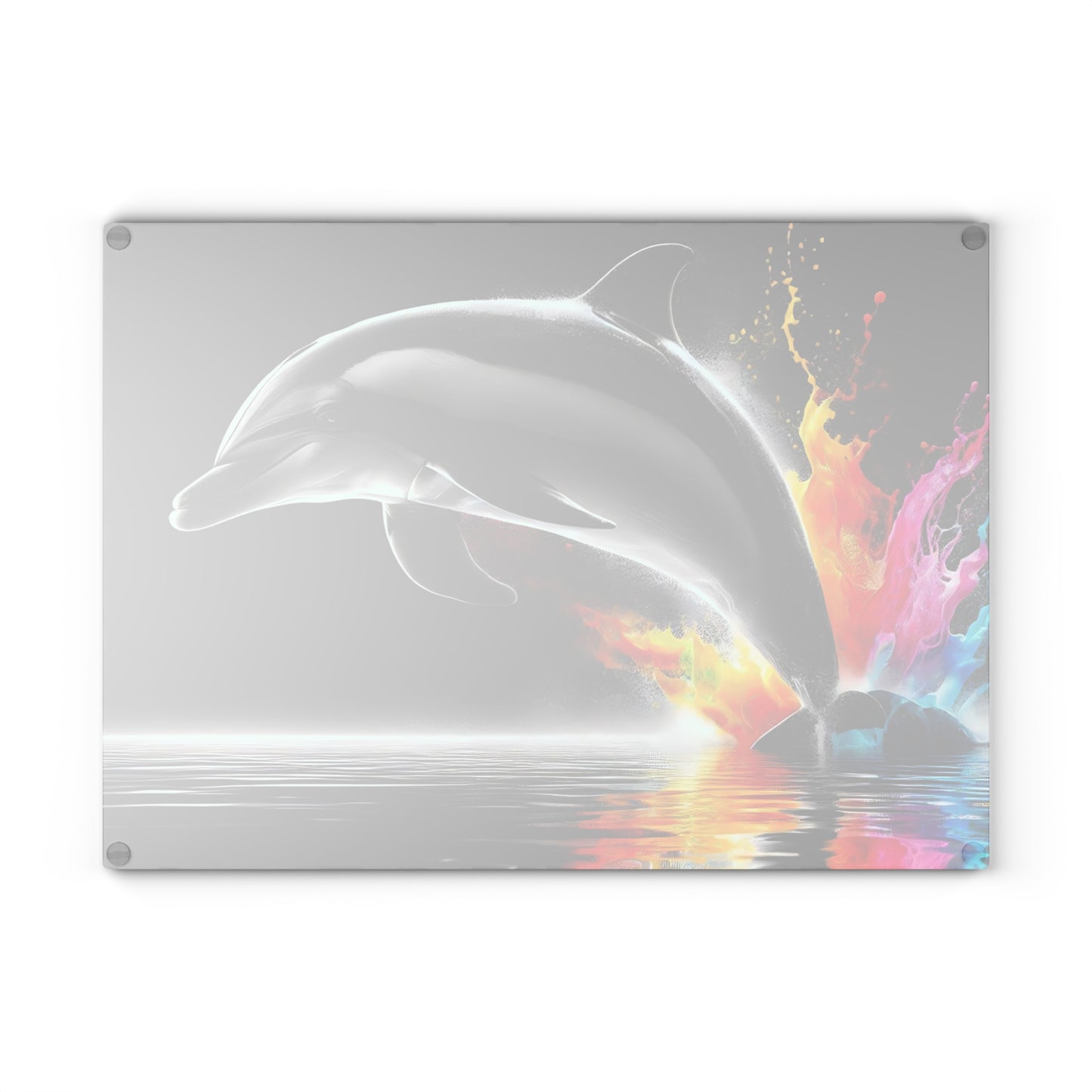 Tabla de cortar con diseño de delfín, vidrio templado con vibrantes escenas de delfines, regalo para chef, regalo para ella, regalo de boda o inauguración de la casa.