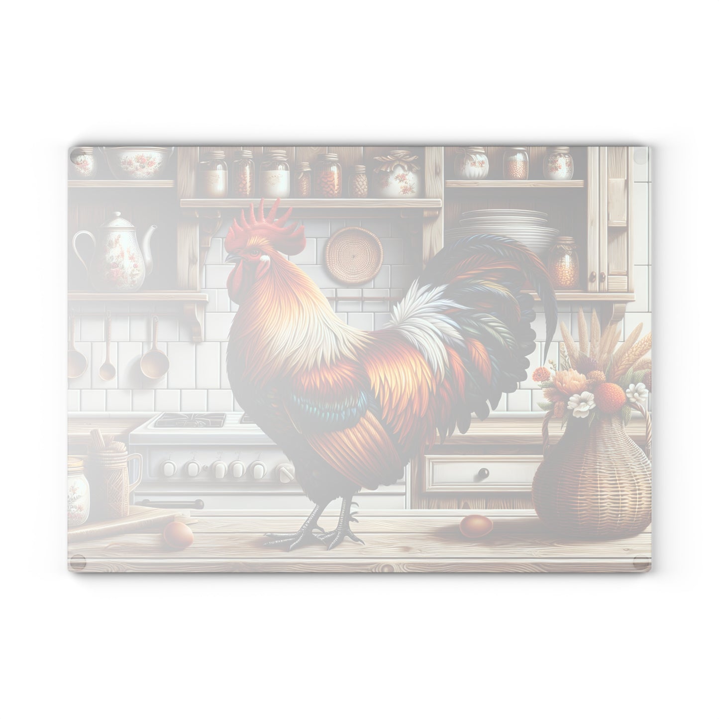 🐓 Rooster Kitchen Cutting Board – Colorful Farmhouse Charm with Country Flair