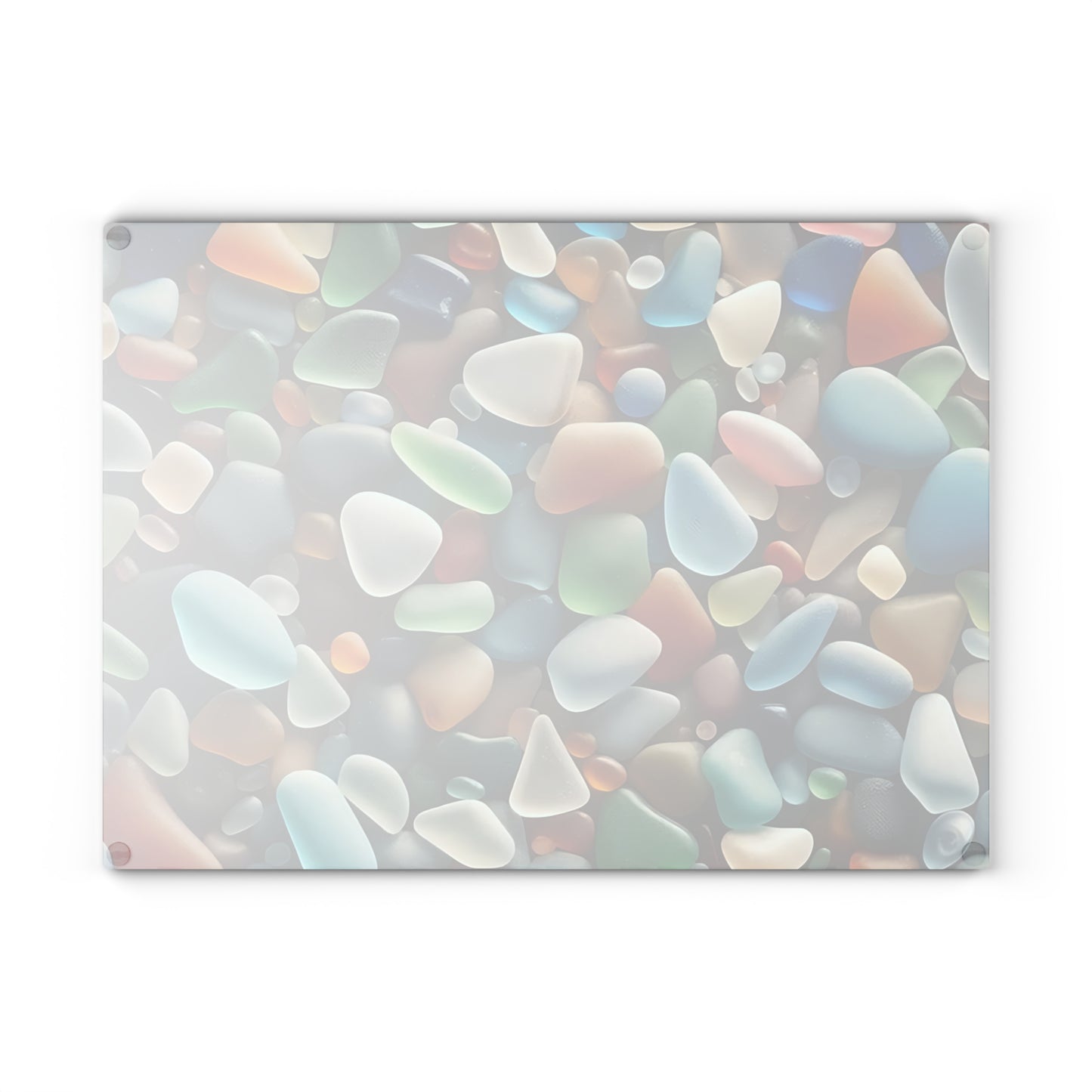 Tabla de cortar de vidrio con pequeñas piedras multicolores: La paleta de la naturaleza en tu cocina