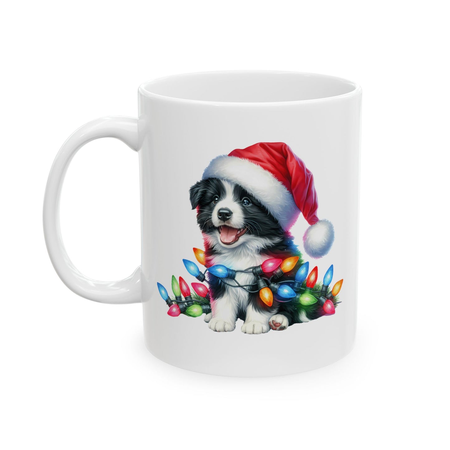 🐾 Border Collie Christmas Lights Mug – Holiday Cheer with a Tail-Wagging Twist 🎅✨
