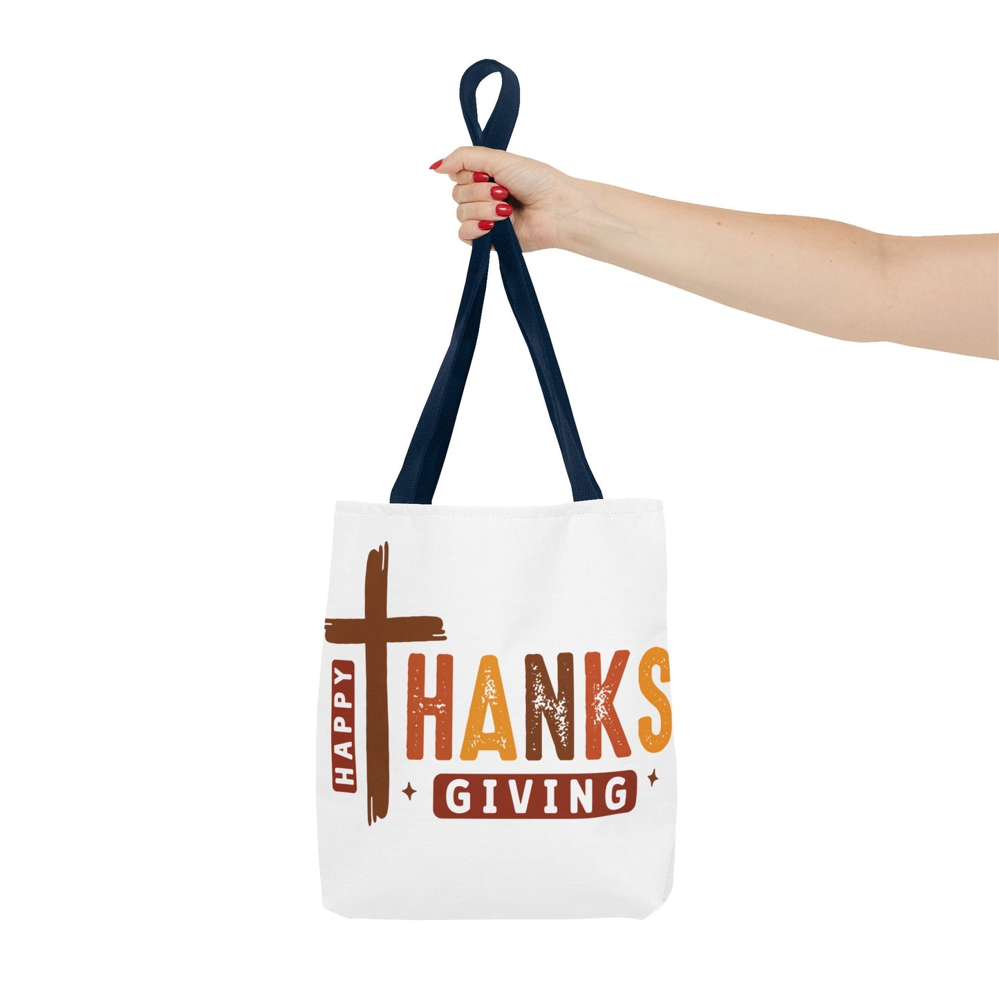✝️ Happy Thanksgiving Cross Tote – Faith & Gratitude in Fall Colors 🍂