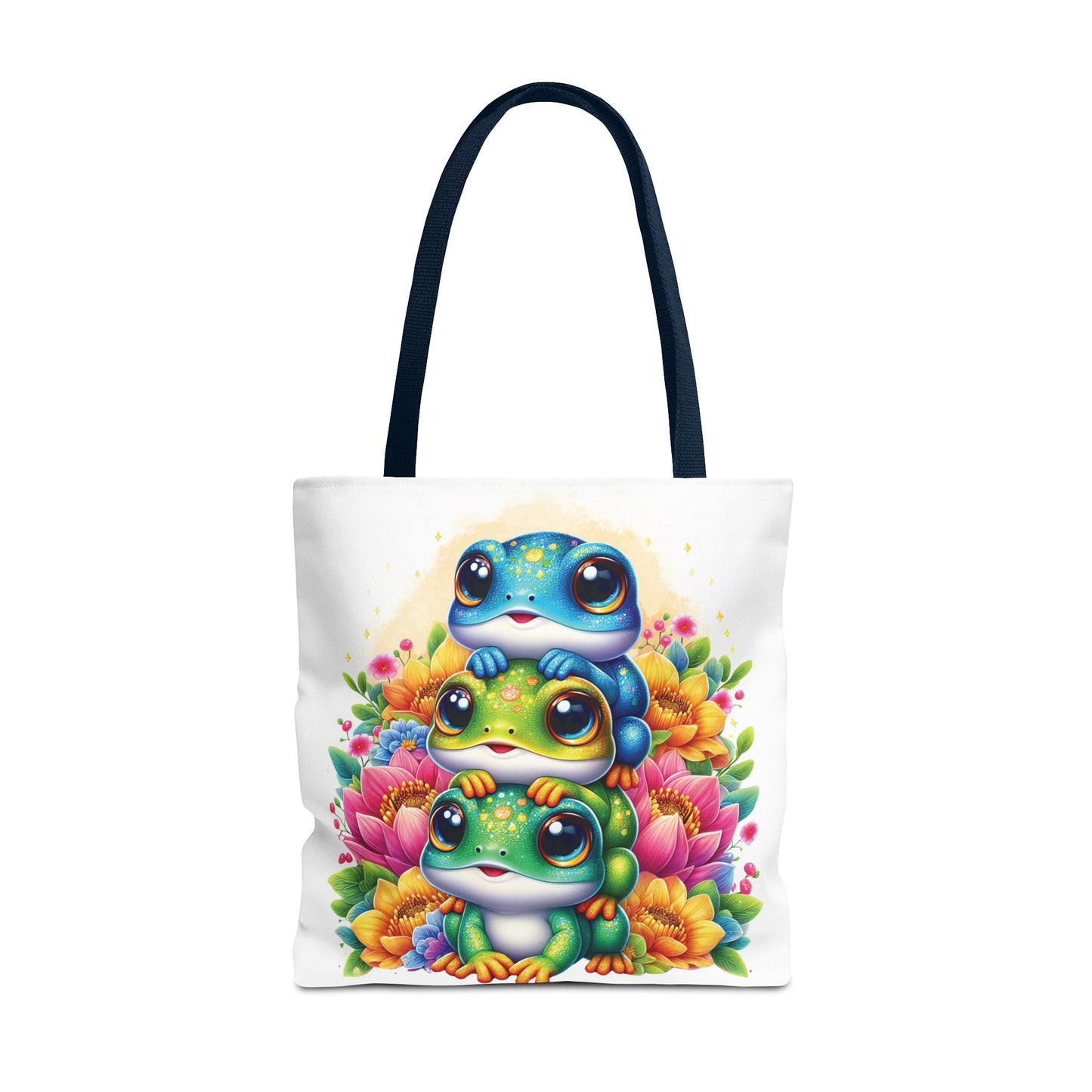 ๐ธ Stacked Frogs Floral Tote Bag โ Colorful Whimsy for Every Day ๐ธ๐