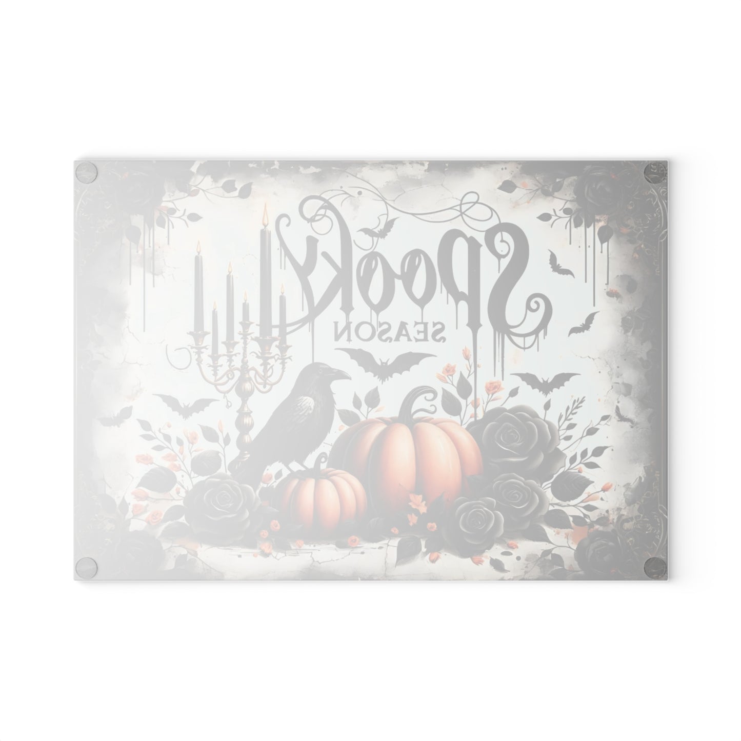 🎃 Spooky Season Halloween Pumpkins & Raven Cutting Board – Gothic Autumn Kitchen Décor
