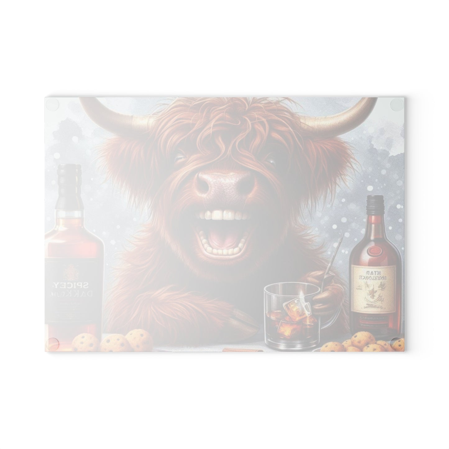 Tabla de cortar de vaca de las Tierras Altas, tabla de cortar de vidrio templado, tabla de charcutería, tabla de cortar, regalo de inauguración de la casa, tabla de cortar personalizada