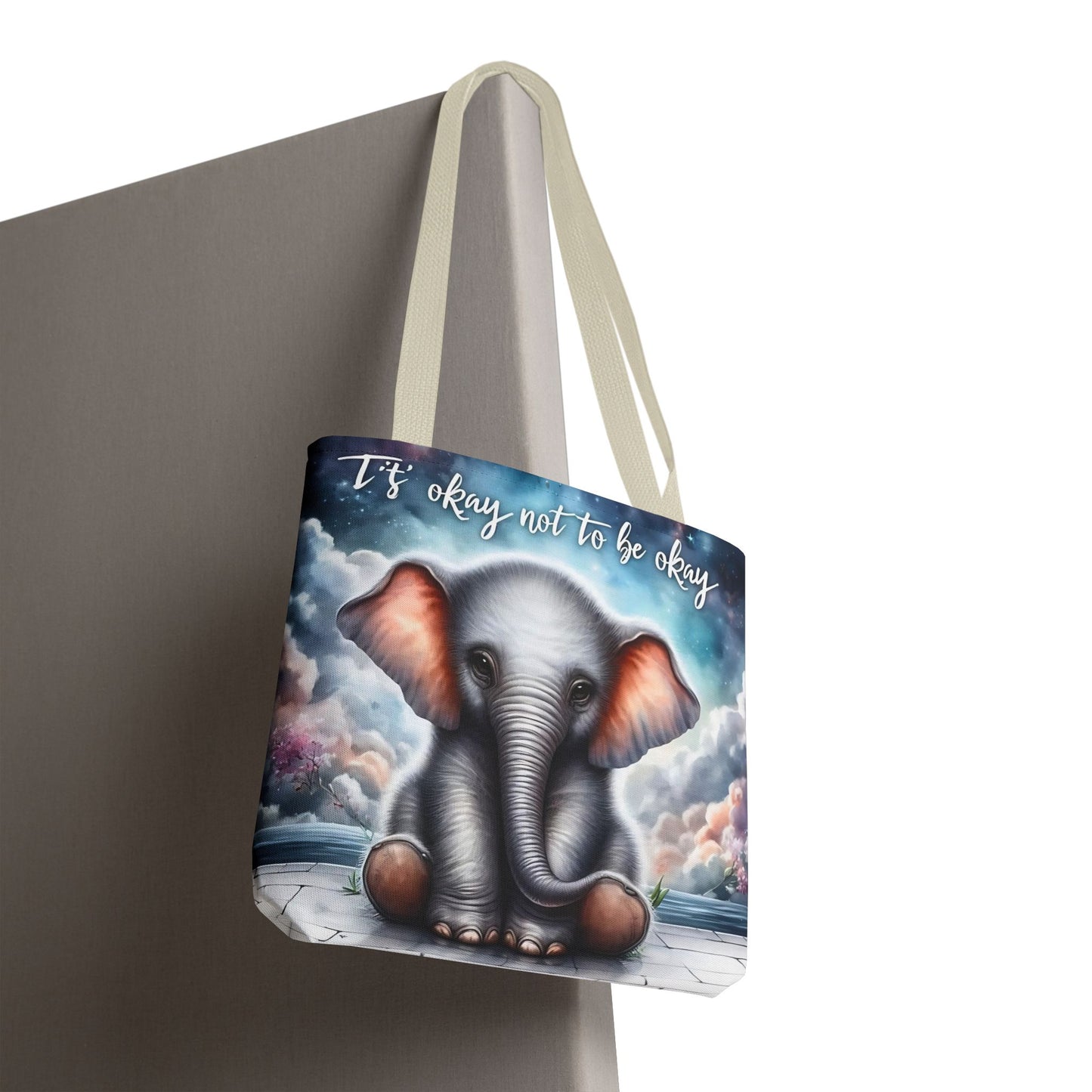 Bolsa de mano con elefante “Está bien no estar bien”: un suave recordatorio con un diseño delicado y caprichoso.