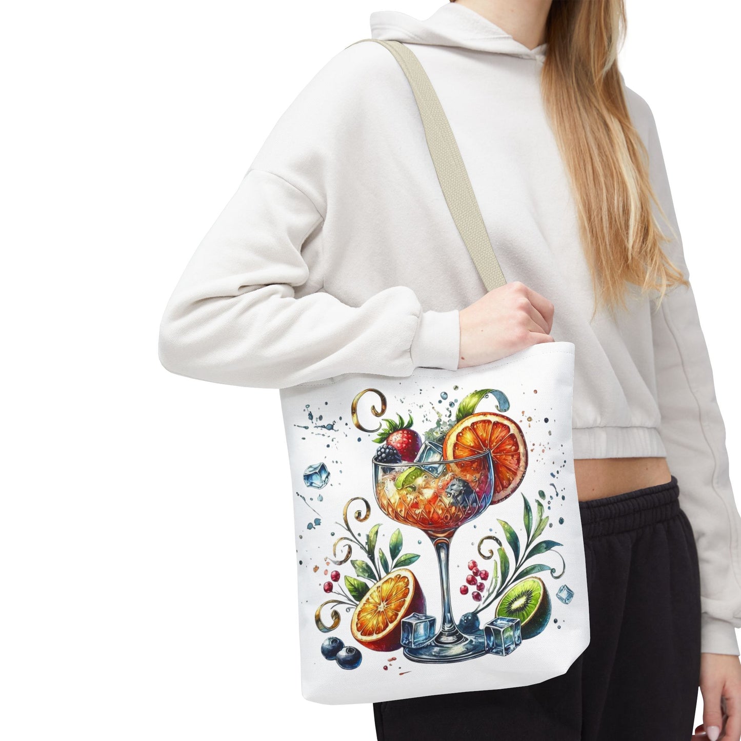 Bolso de cóctel, bolso para bebidas afrutadas, bolso de playa tropical, elegante bolso de lona, regalo para amantes de los cócteles, bolso de mano divertido, práctico bolso de verano.