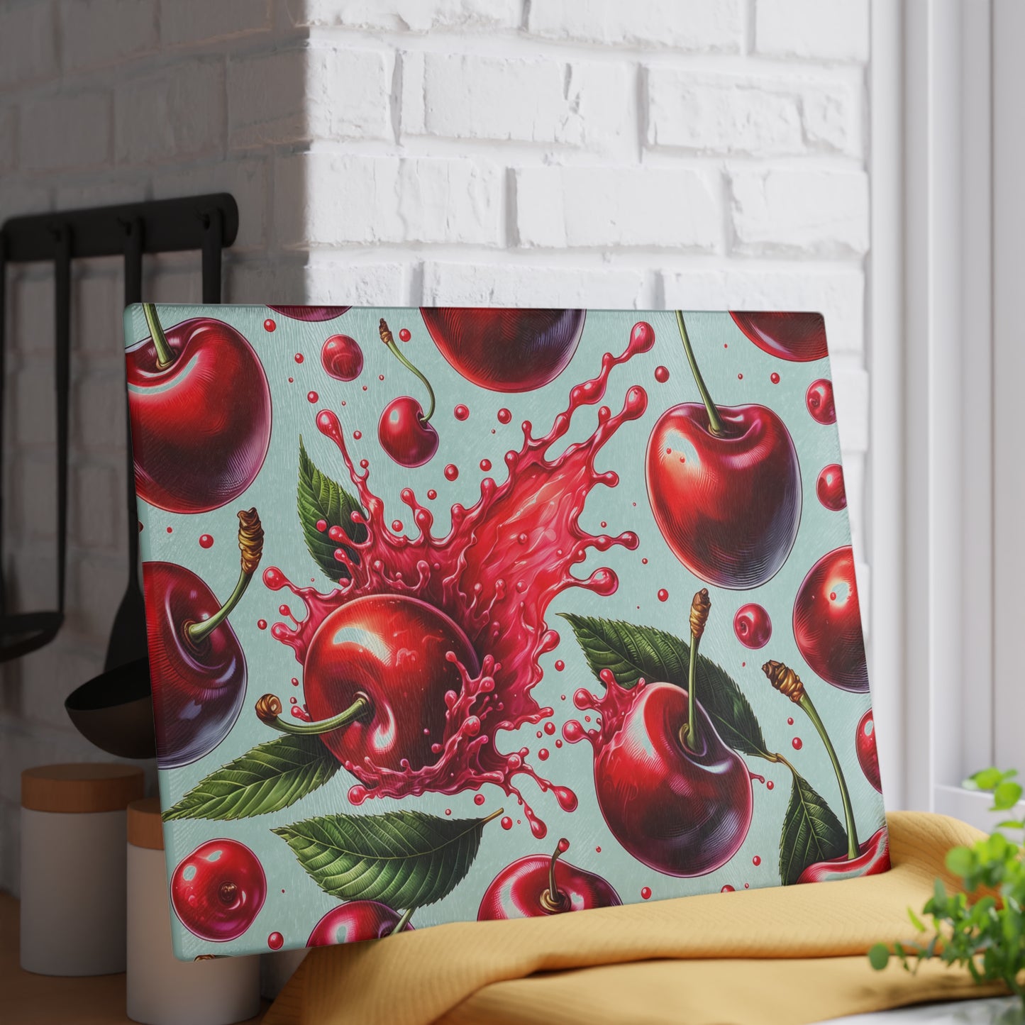 🍒 Cherry Splash Cutting Board – Bold, Juicy Style for the Modern Kitchen