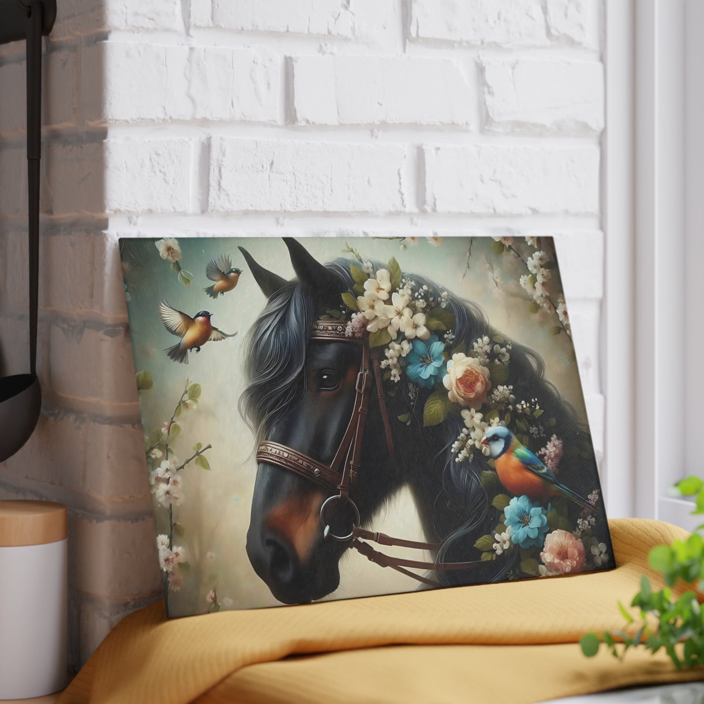 Tabla de cortar de caballo marrón Tabla de cortar de vidrio templado Tabla de charcutería Tabla de cortar Regalo de inauguración de la casa Tabla de cortar personalizada