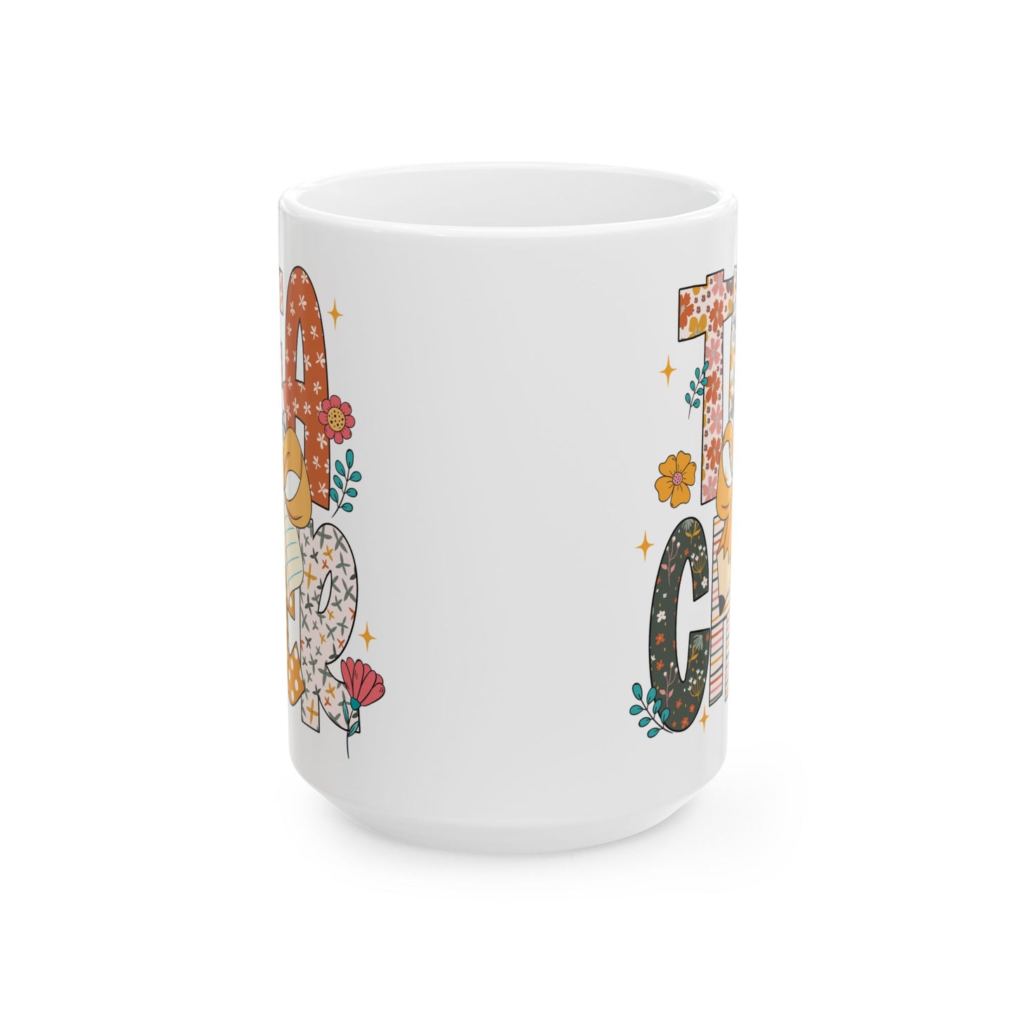 🍎 Teacher Floral Mug – Retro Vibes & Classroom Style in Every Sip 🌼