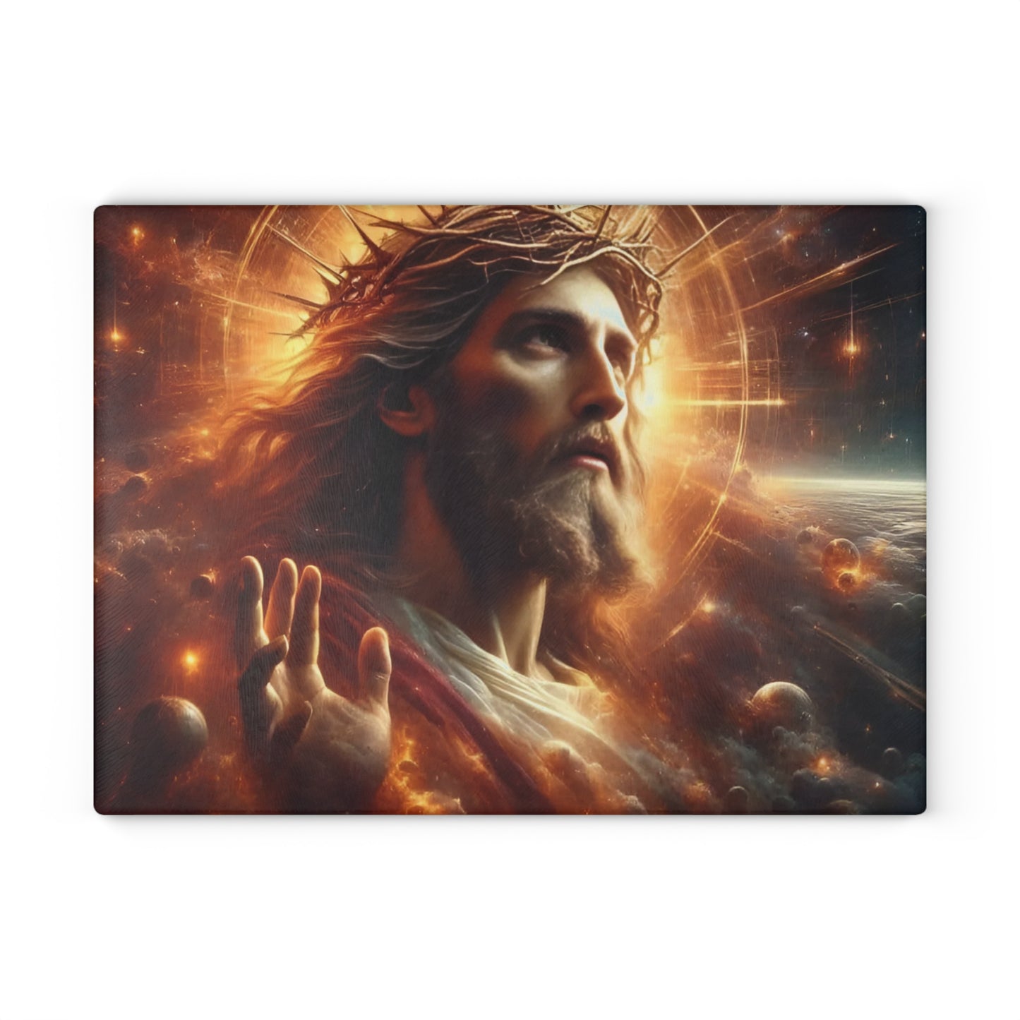 Tabla de cortar de Jesús, tabla de cortar de vidrio templado, tabla de charcutería, tabla de cortar, regalo de inauguración de la casa, tabla de cortar personalizada