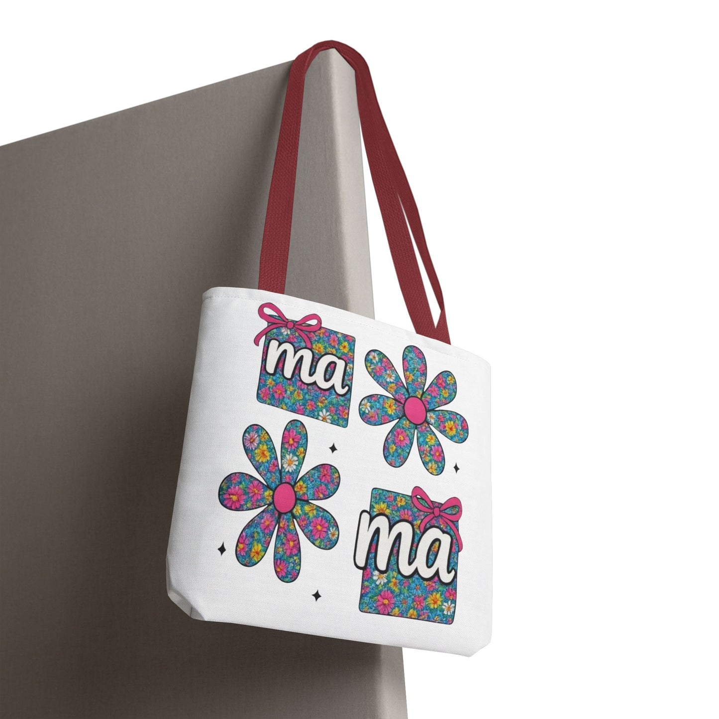 Bolso Tote Floral "ma": Un Accesorio Divertido y Brillante para Mamá