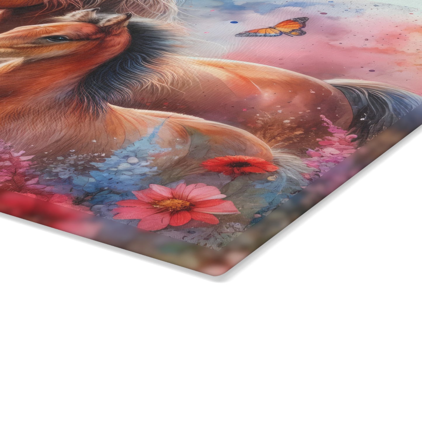 🐴🌸 Mother & Foal Floral Cutting Board – Wild Beauty Meets Heartfelt Country Charm