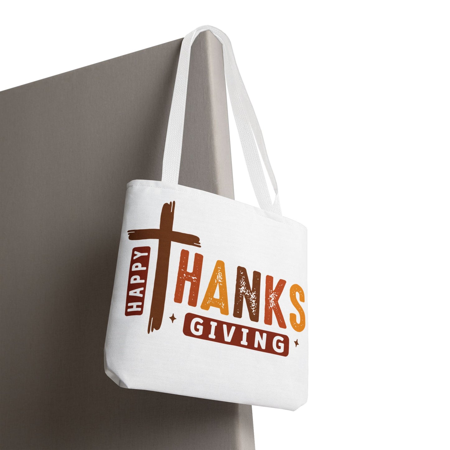 ✝️ Happy Thanksgiving Cross Tote – Faith & Gratitude in Fall Colors 🍂