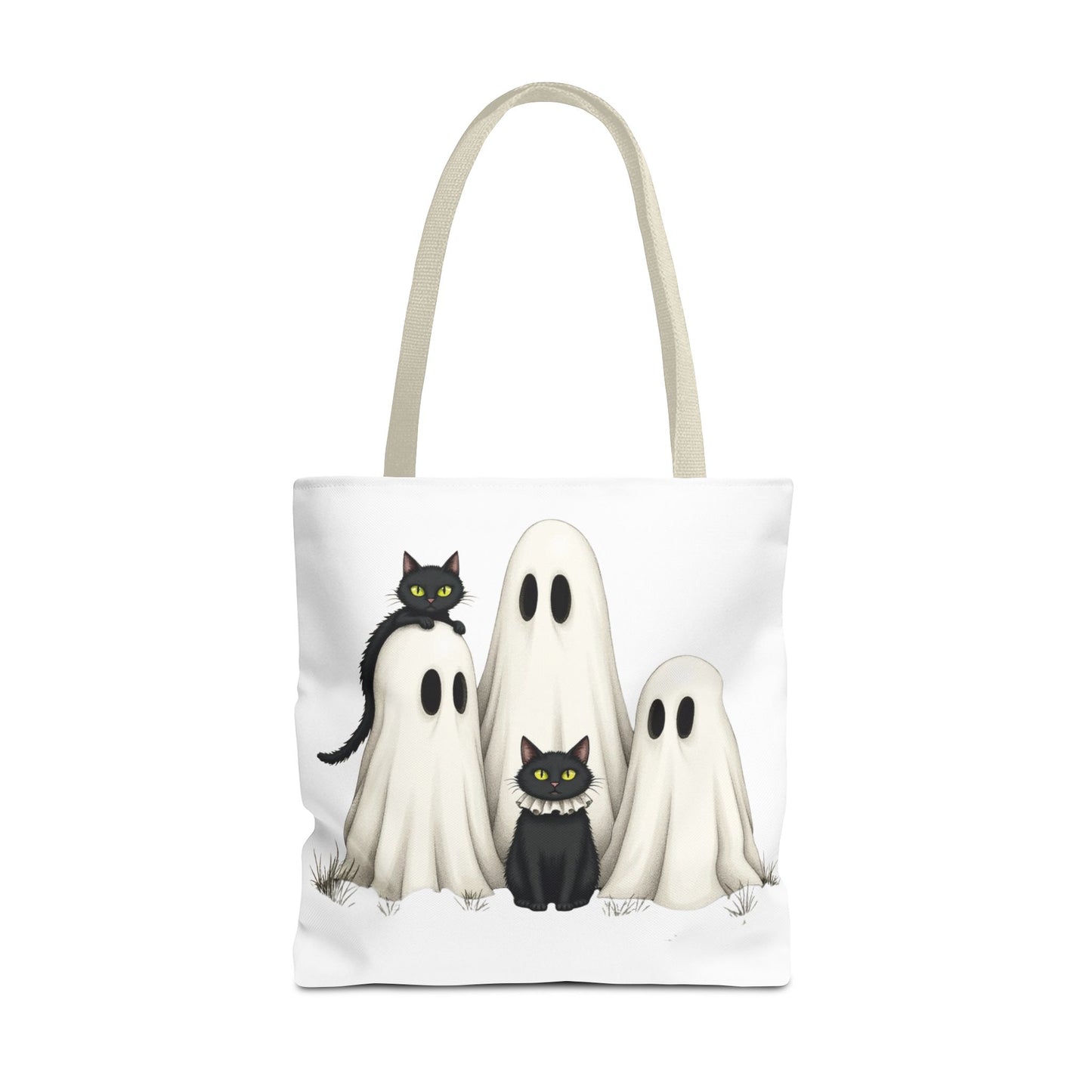 ๐โโฌ Ghosts & Black Cats Halloween Tote Bag โ Spooky Chic Retro Vibes ๐ป๐