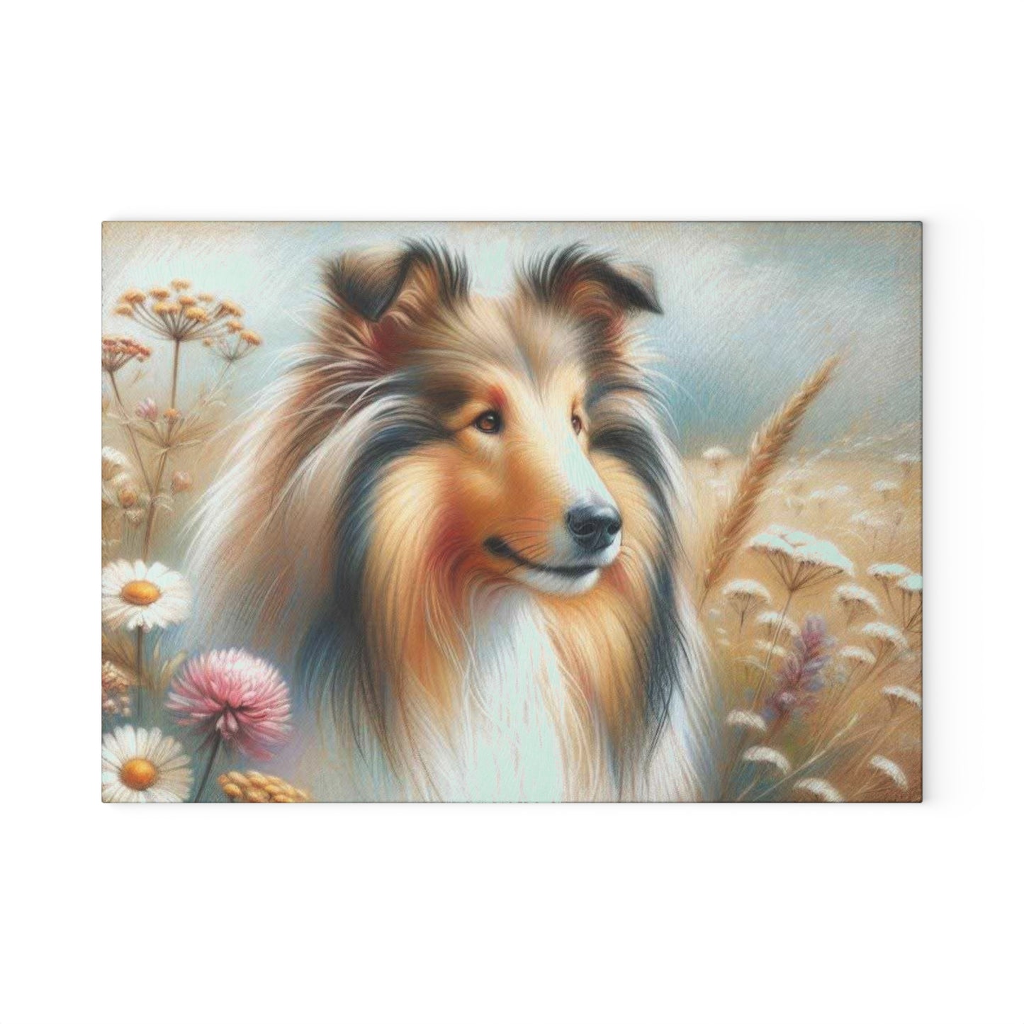 🐾 Sheltie Wildflower Cutting Board – Graceful Collie Charm for Your Kitchen 🌼