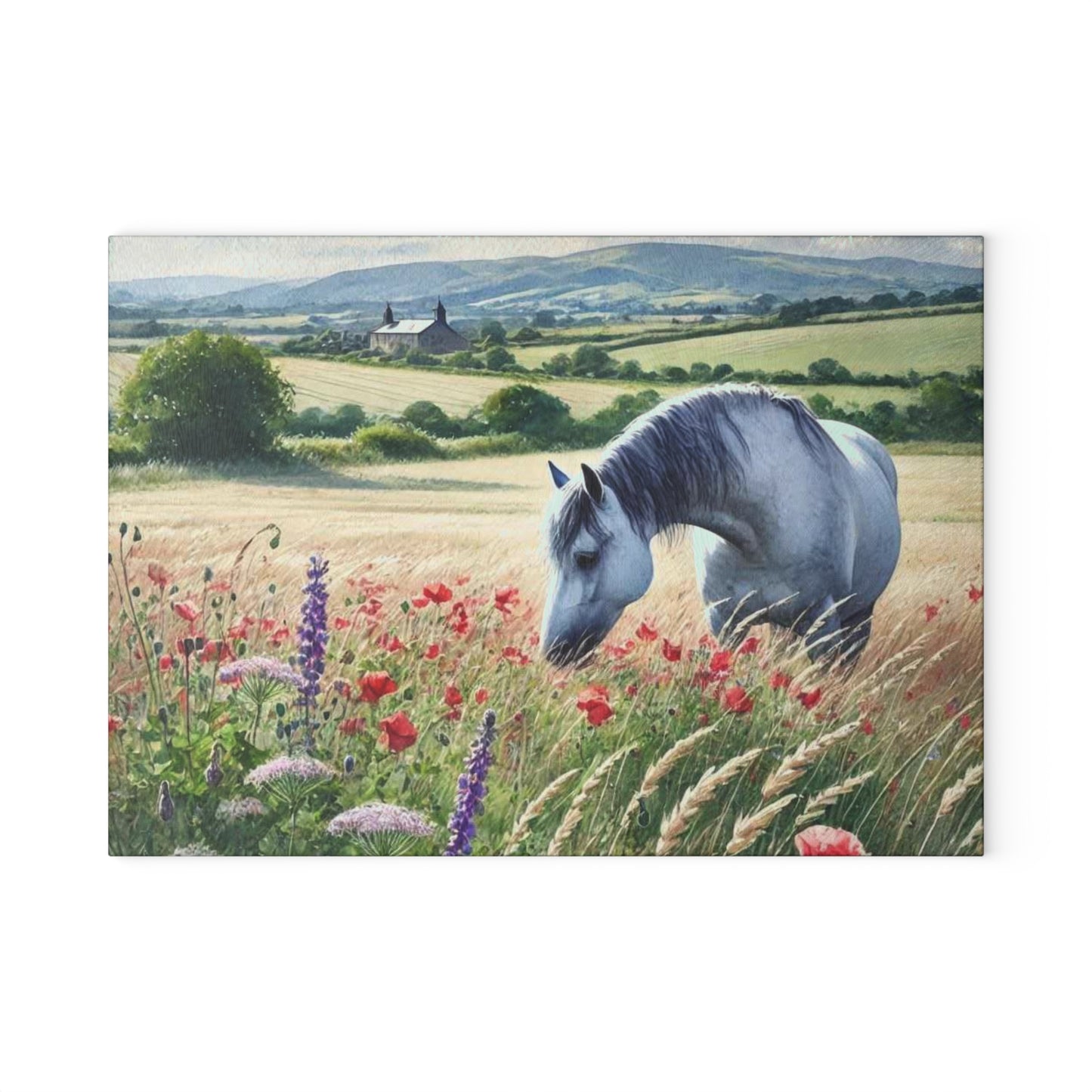 Horse Cutting Board, Equestrian Gift, Glass Cutting Board, Rustic Kitchen Decor, Horse Lover Gift, Farmhouse Kitchen Decor, Horse Lover Gift