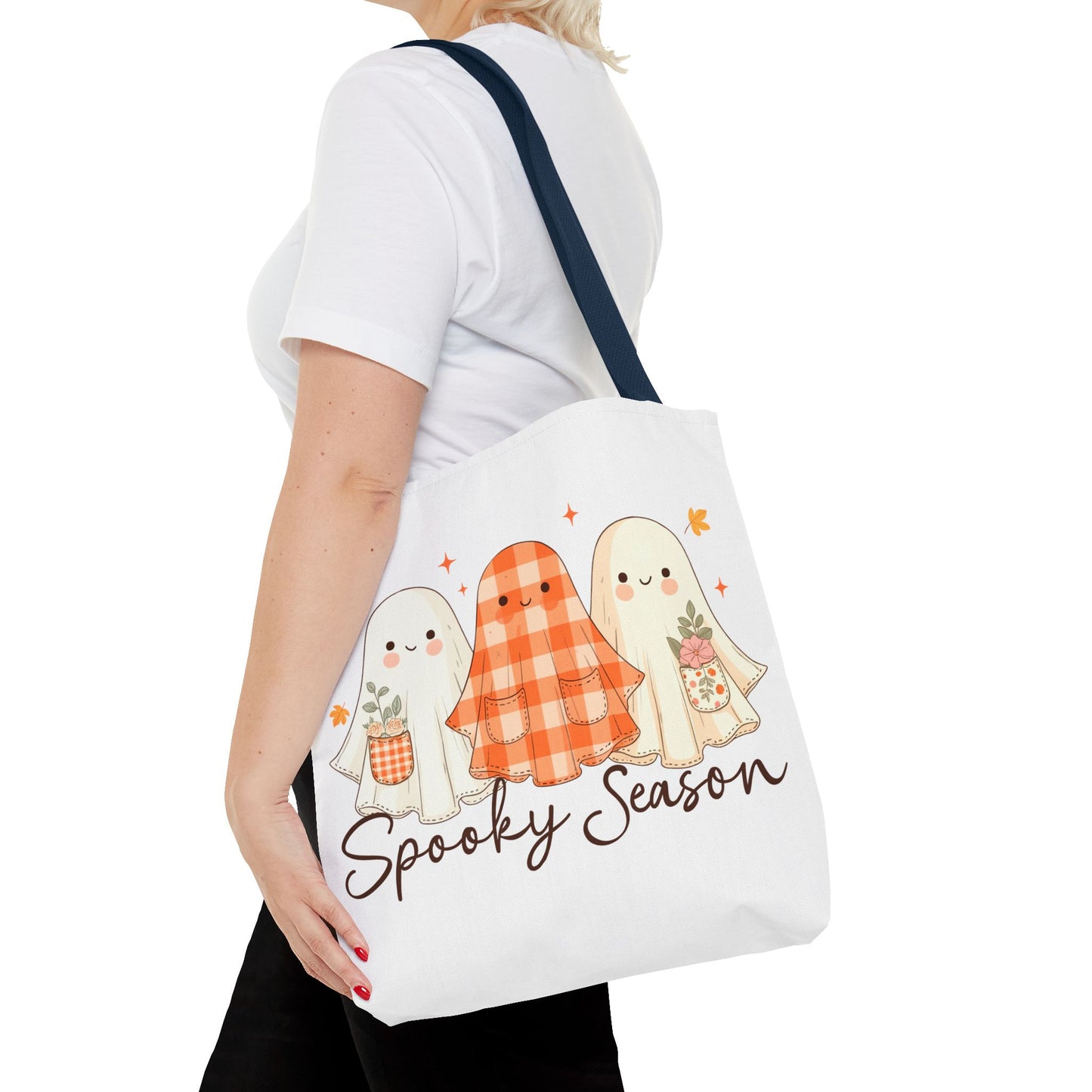 ๐ป Spooky Season Ghost Friends Tote Bag โ Cozy Fall Vibes with a Cute Twist ๐๐