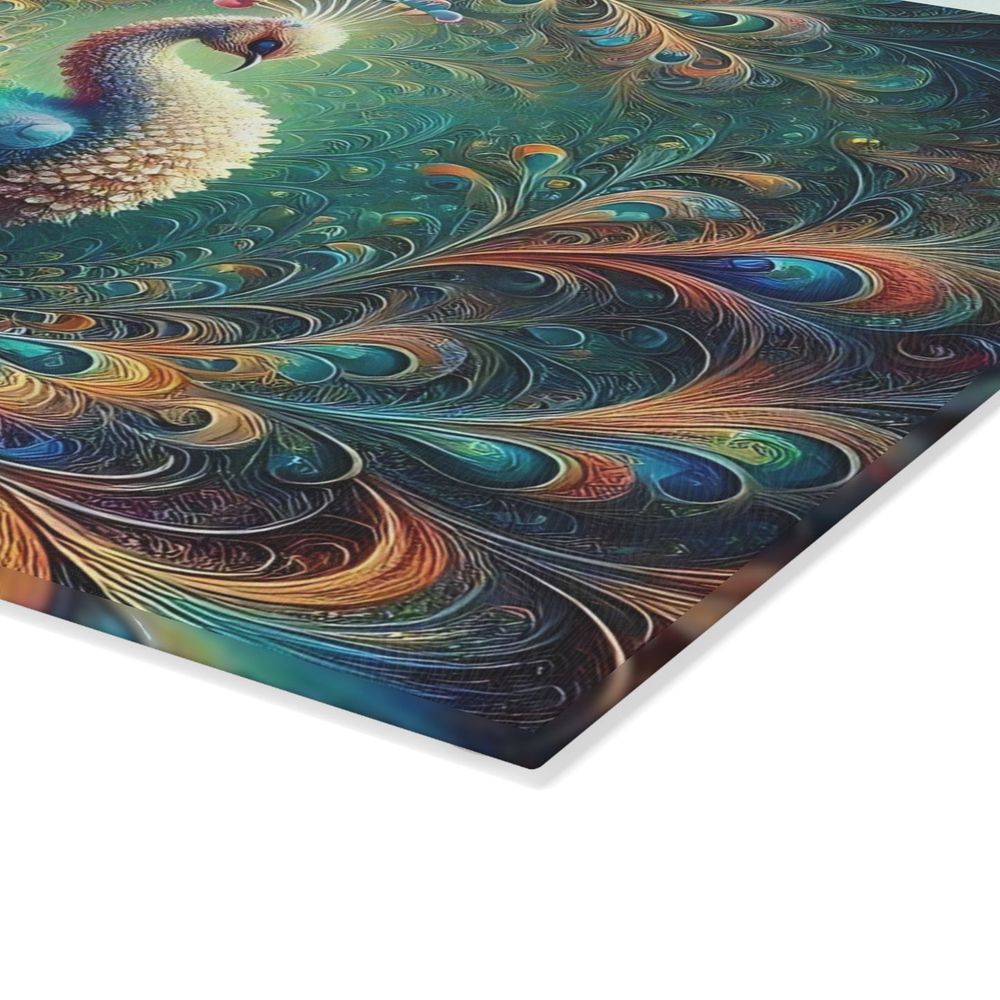 Peacock cutting Board, Tempered Glass Cutting Board, Charcuterie Board, Chopping Board, Housewarming Gift Custom, cutting board
