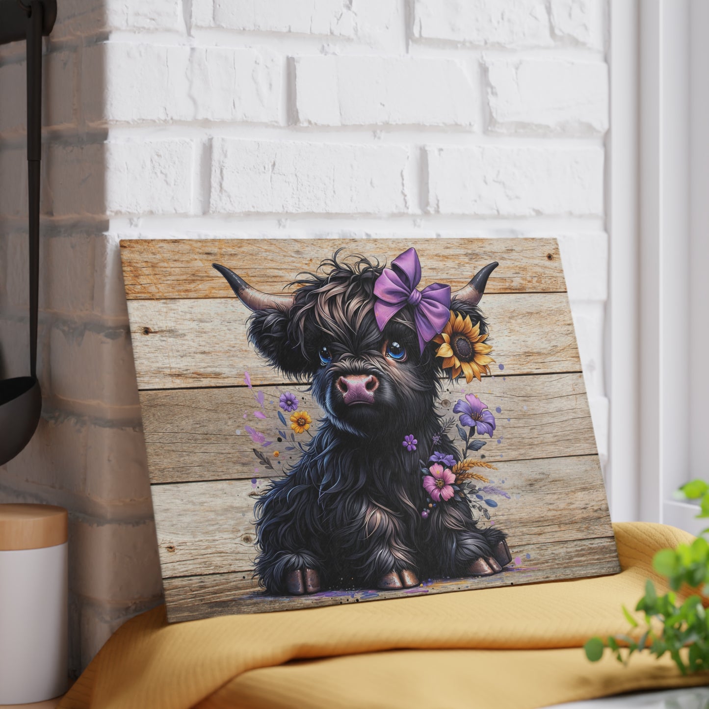 Tabla de cortar de vaca, tabla de cortar de vidrio con diseño de vaca de las Highlands, decoración de cocina con diseño de vaca, tabla de cortar para regalo de casa nueva, tabla de charcutería, regalos de vaca de las Highlands