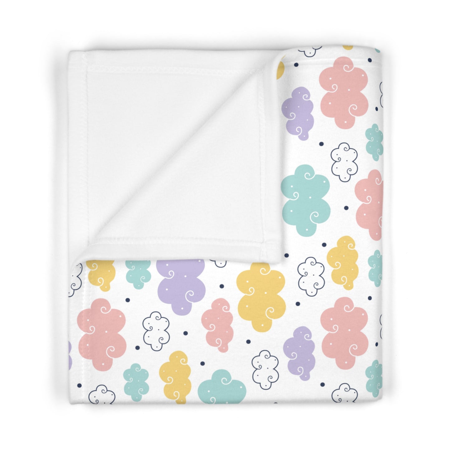 ☁️ Pastel Cloud Baby Blanket – Ultra-Soft Fleece 30″×40″ | Gender-Neutral Nursery & Stroller Cozy