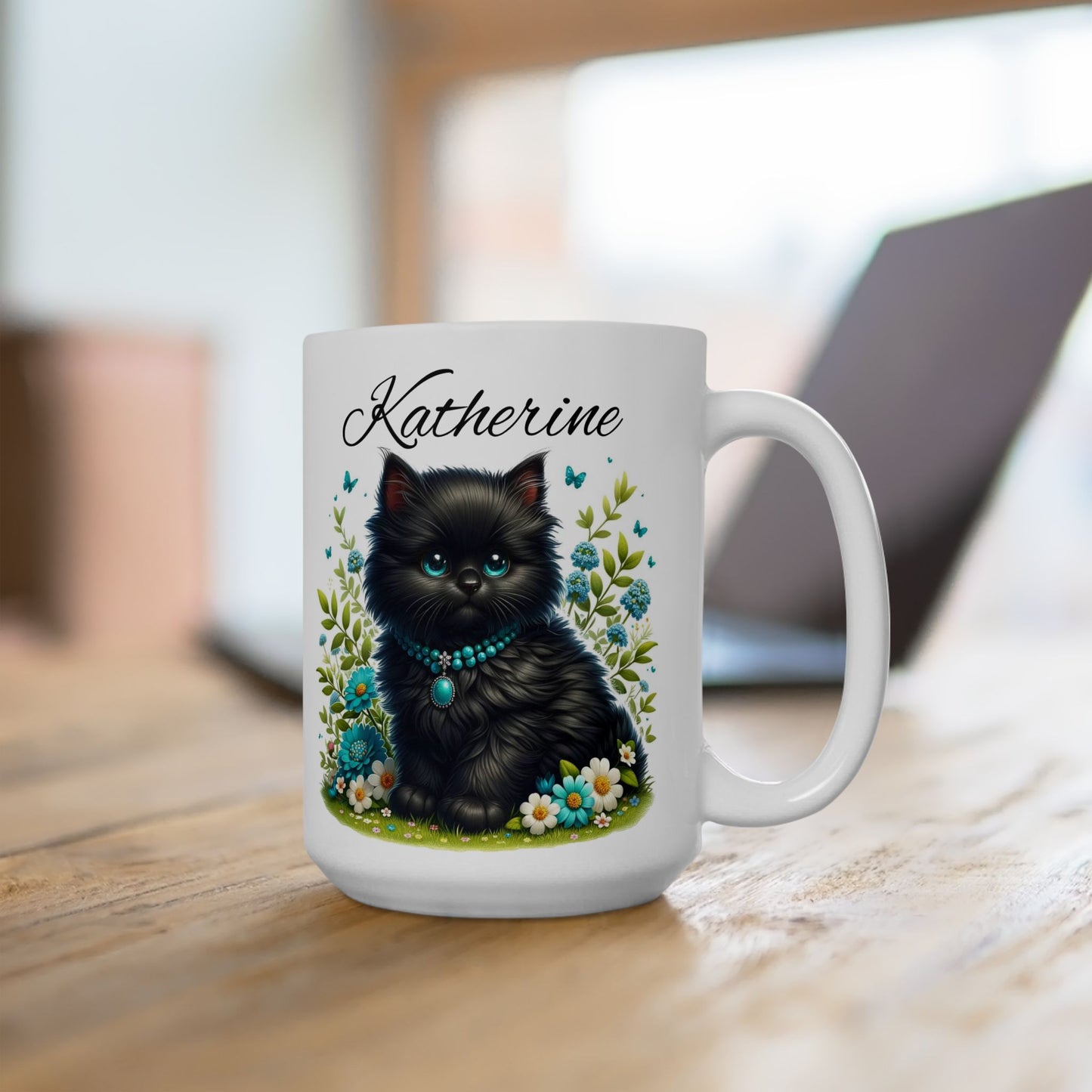 Taza personalizada con gato: ¡Taza con nombre personalizado y un adorable diseño de gatito! 🐱💖