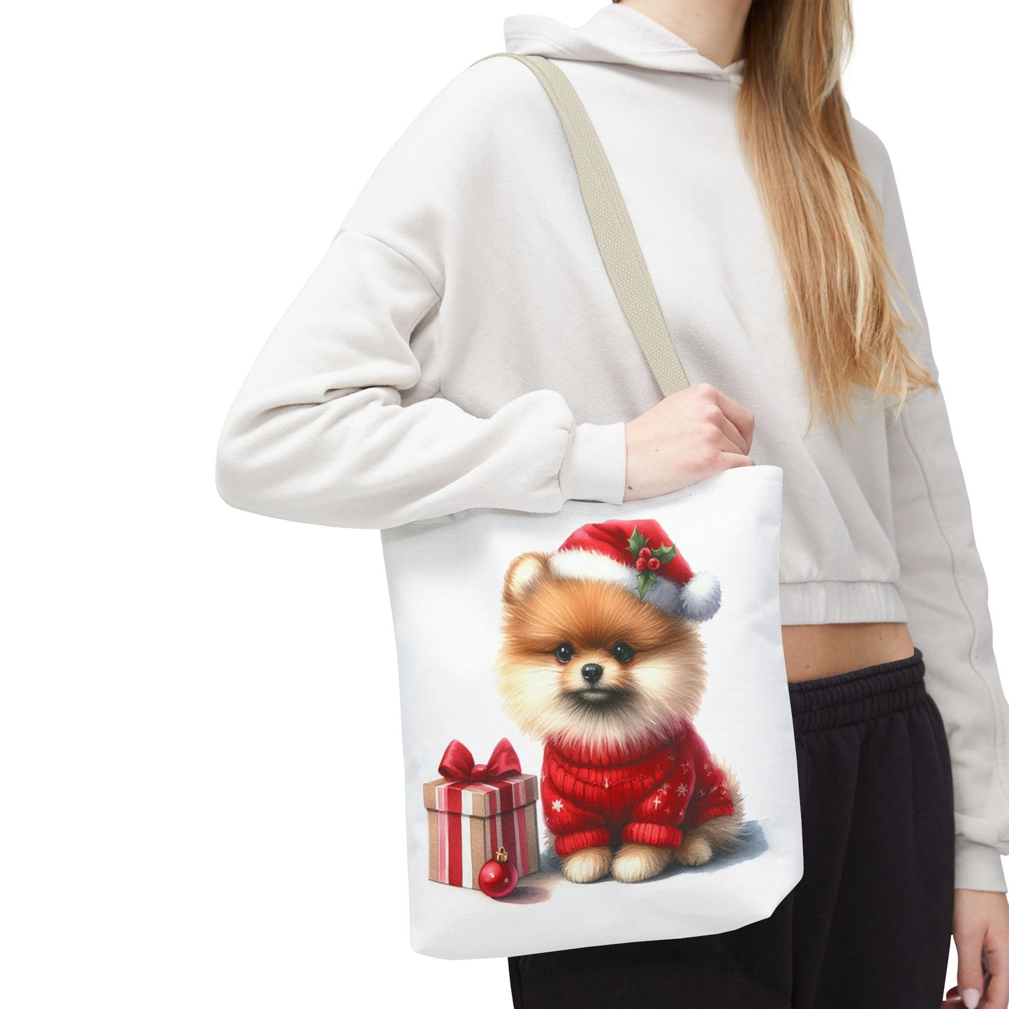 🎄 Pomeranian Christmas Tote Bag – Cozy Fluff & Festive Cheer 🎁🐾