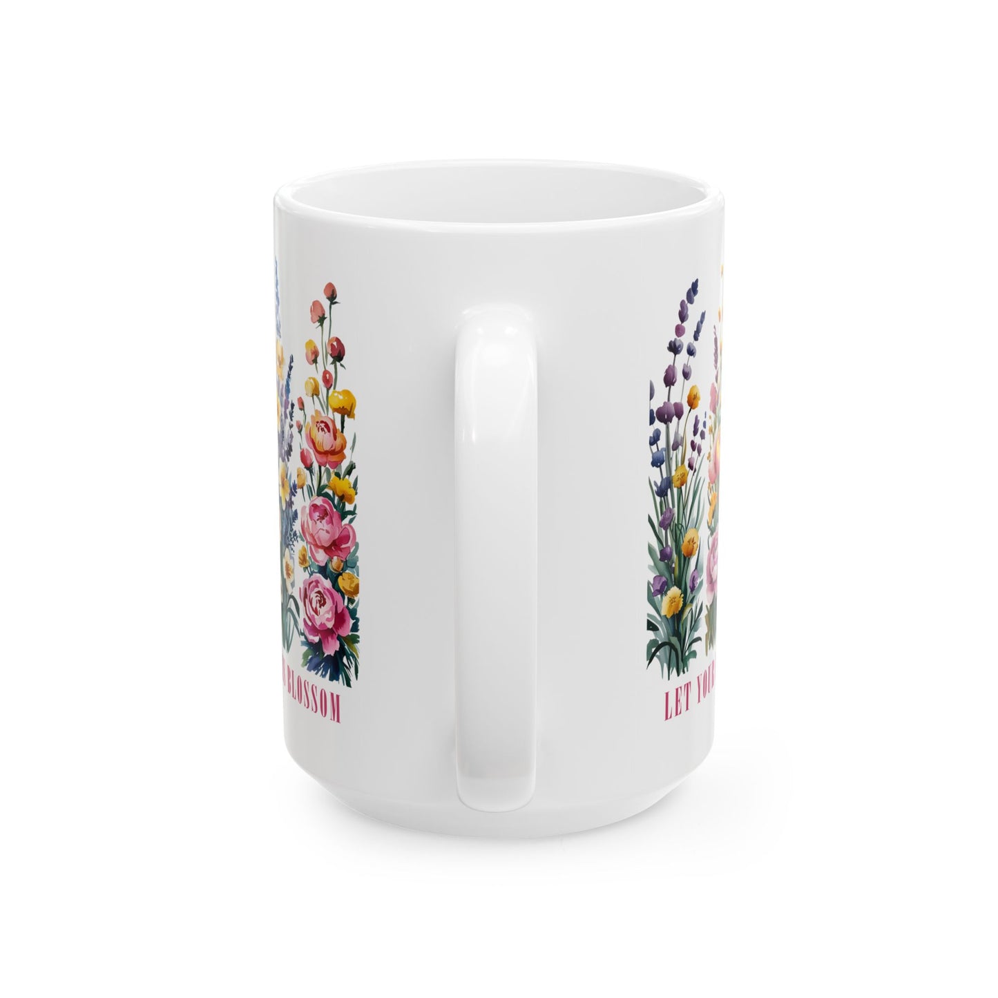 Taza floral “Deja que tus sueños florezcan”