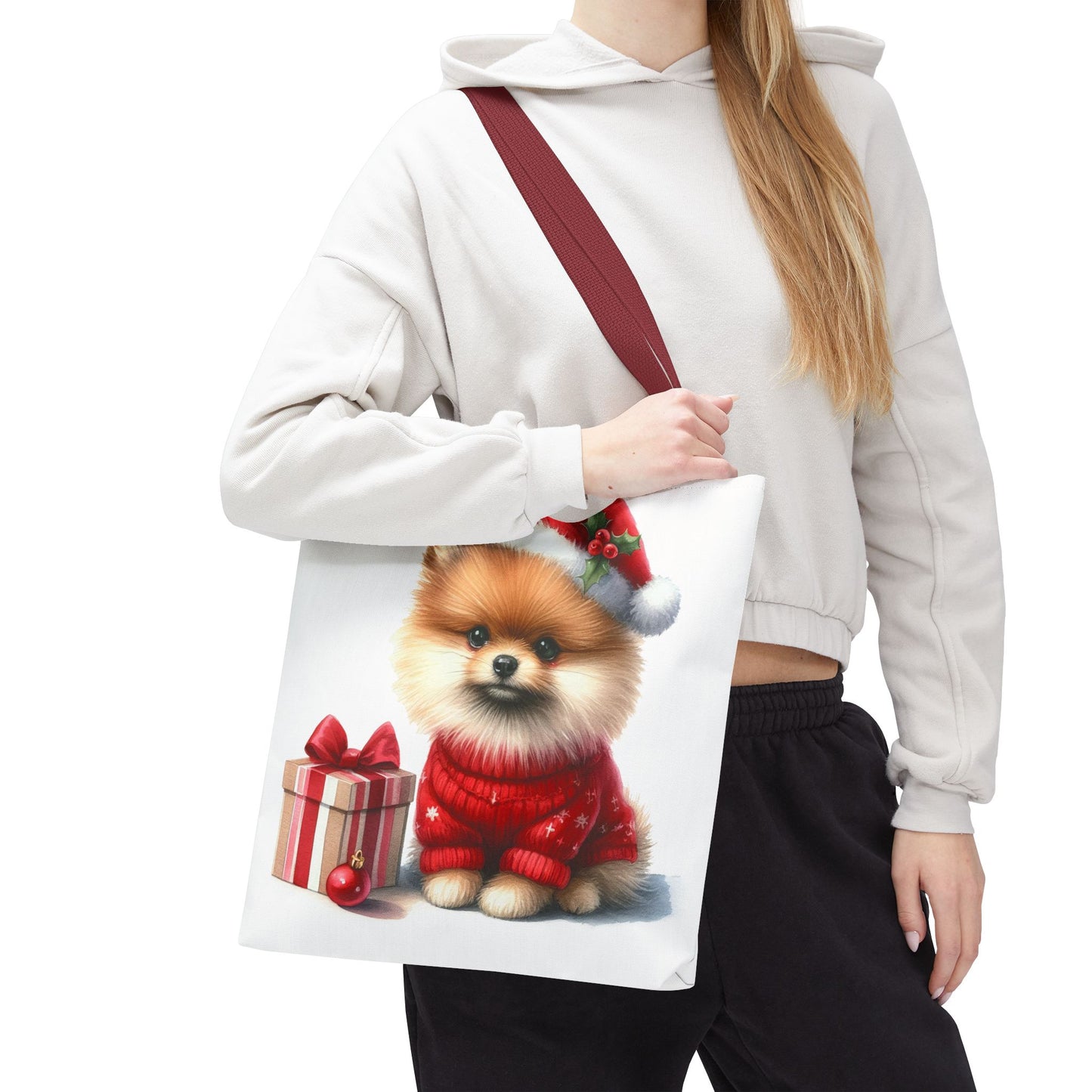 🎄 Pomeranian Christmas Tote Bag – Cozy Fluff & Festive Cheer 🎁🐾
