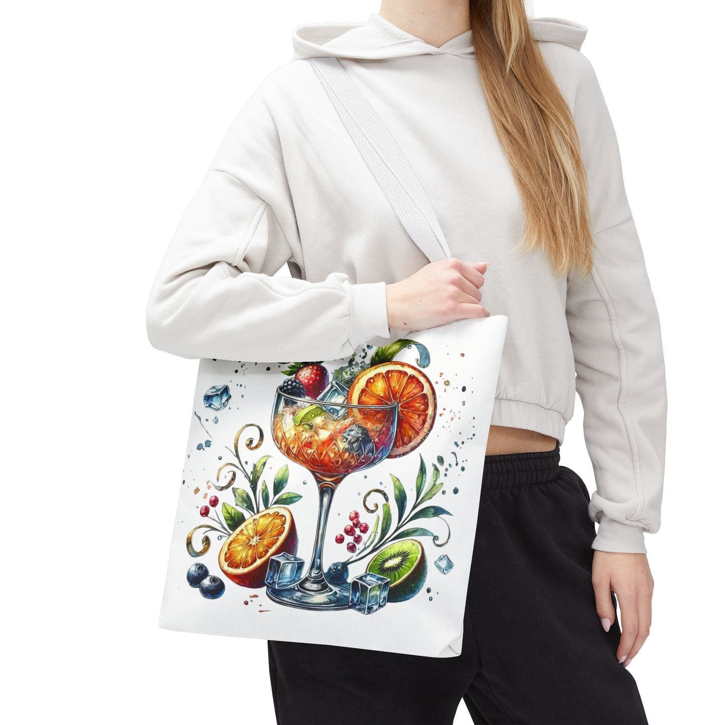 Bolso de cóctel, bolso para bebidas afrutadas, bolso de playa tropical, elegante bolso de lona, regalo para amantes de los cócteles, bolso de mano divertido, práctico bolso de verano.