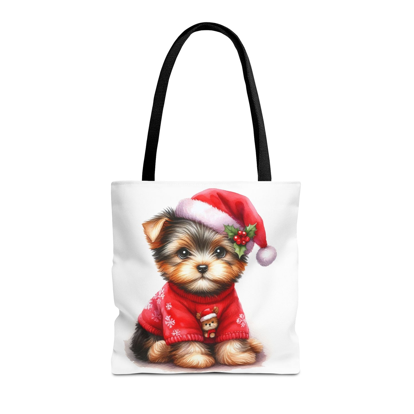 🎄 Santa Yorkie Christmas Tote Bag – Holiday Cheer in Every Stitch 🐾