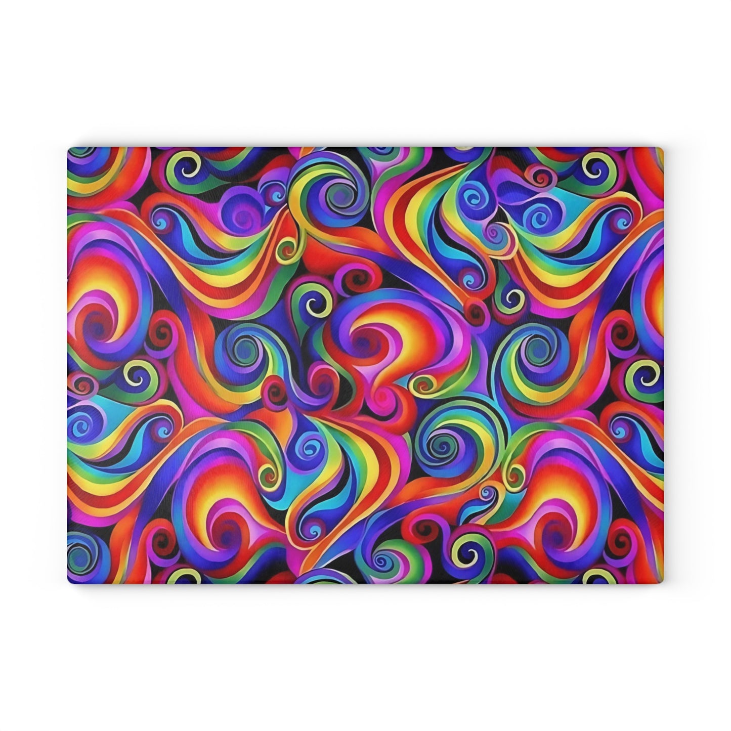 🌈 Rainbow Swirl Cutting Board – Bold Abstract Color Splash for Your Kitchen