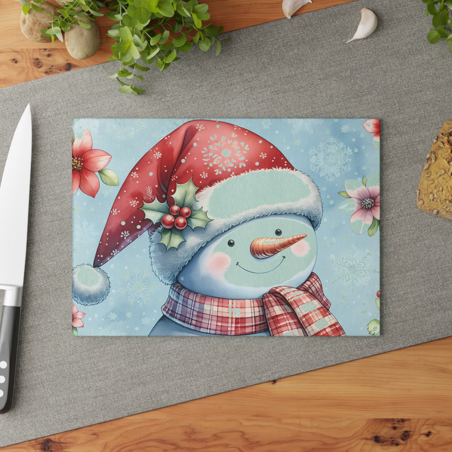 ⛄❄️ Snowman Christmas Cutting Board – Cozy Winter Charm for Your Holiday Kitchen 🎄✨
