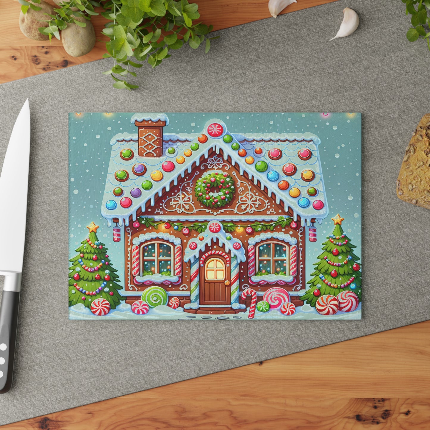🏠 Gingerbread House Cutting Board – Sweet Holiday Charm for Your Kitchen