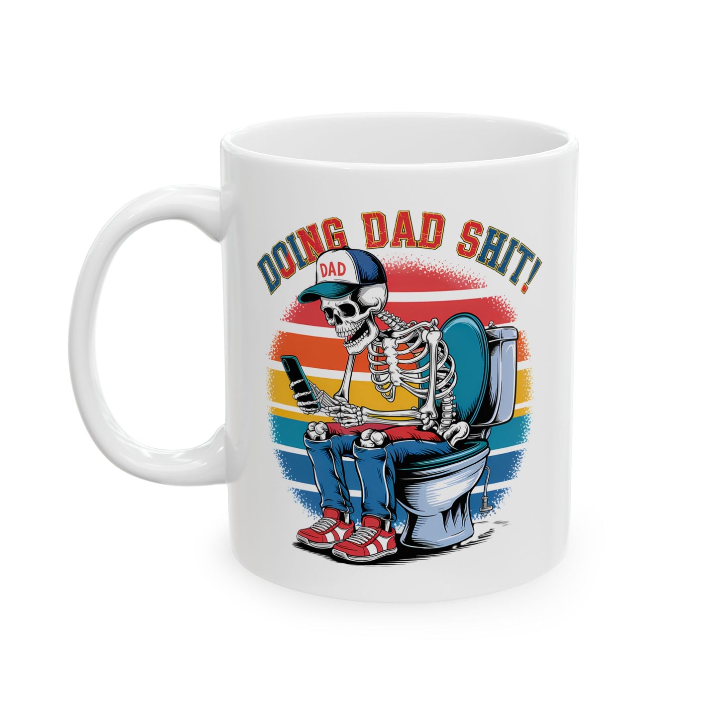 💀📱 HACIENDO MIERDA DE PAPÁ – Taza de Café Divertida de Papá Esqueleto (11 oz y 15 oz)