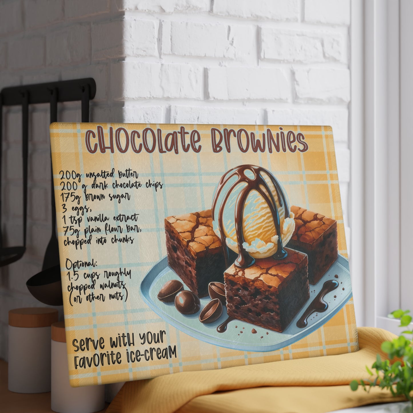 Tabla de cortar con recetas de brownies de chocolate: delicias exquisitas para los más dulces