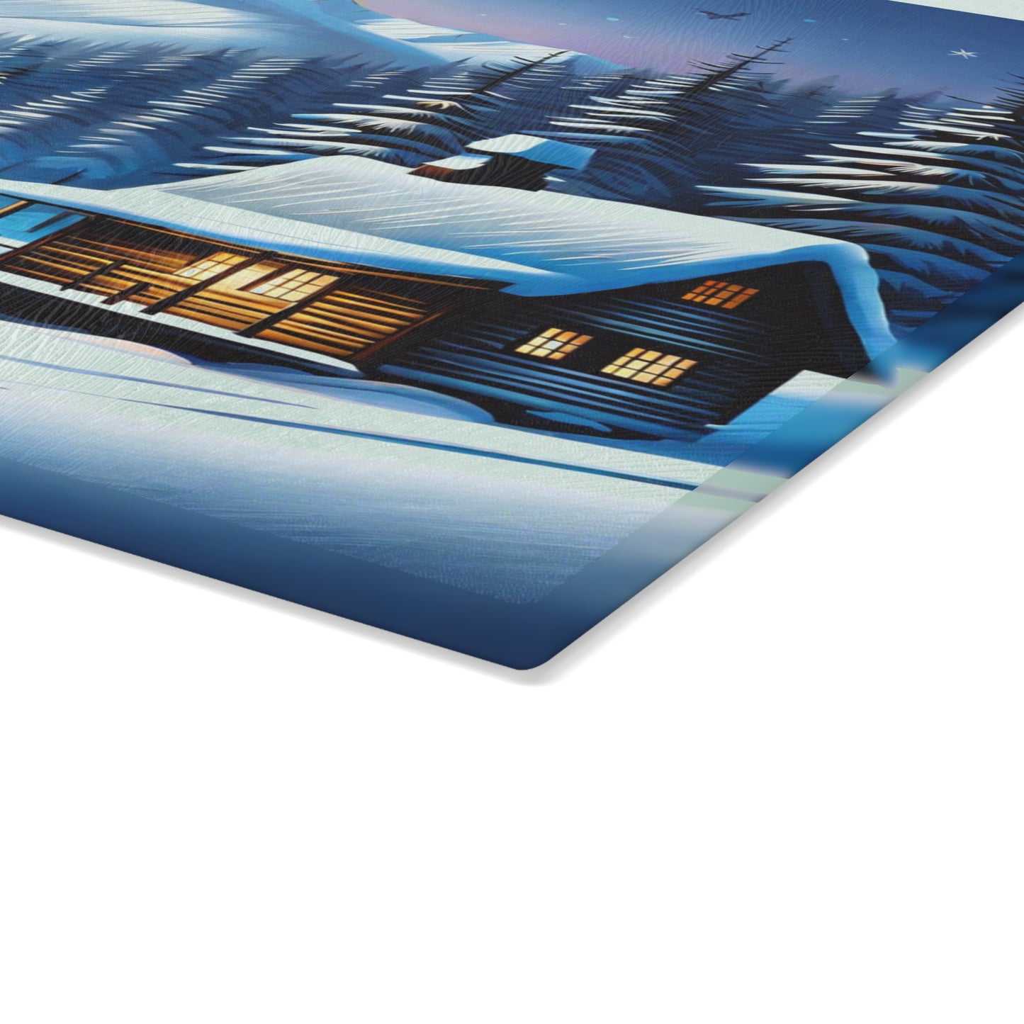 🏔️ Winter Cabin Cutting Board – Cozy Snowy Nights & Mountain Charm