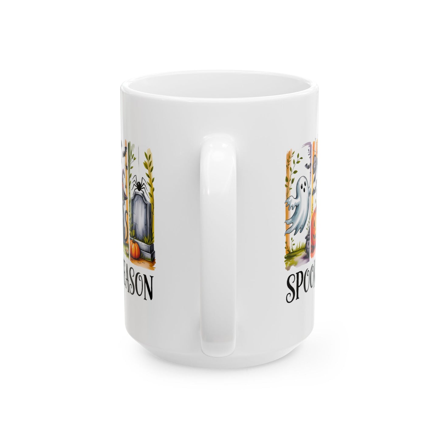 🎃 Spooky Season Mug – Cute Halloween Cat, Ghosts & Pumpkins 👻
