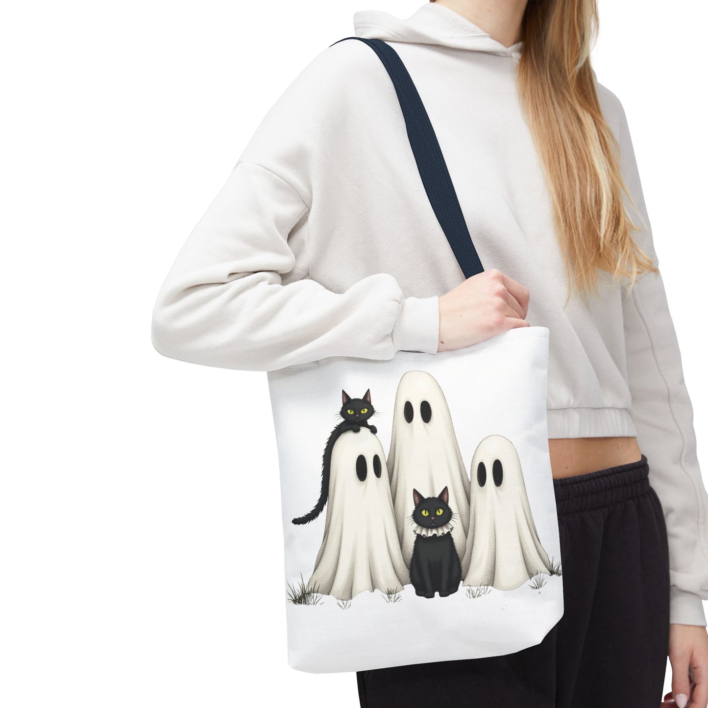๐โโฌ Ghosts & Black Cats Halloween Tote Bag โ Spooky Chic Retro Vibes ๐ป๐