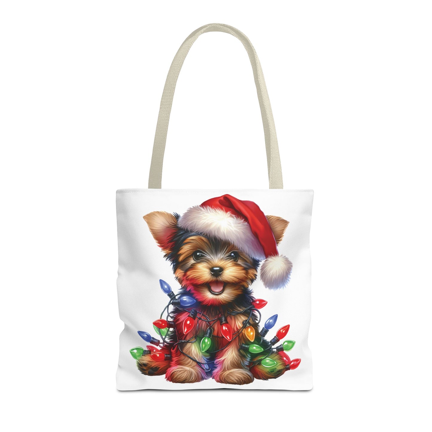 🎄 Yorkie Christmas Lights Tote Bag – Holiday Cheer in Every Carry 🎁