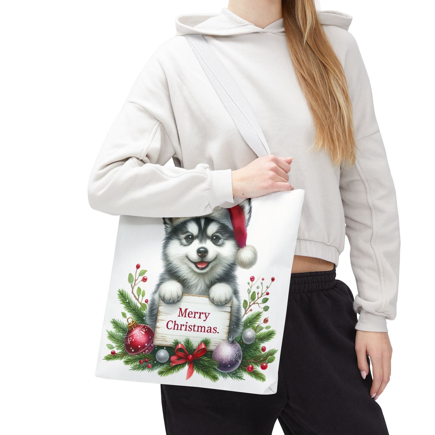 🎁 Husky “Merry Christmas” Tote Bag – Holiday Cuteness You Can Carry 🎄