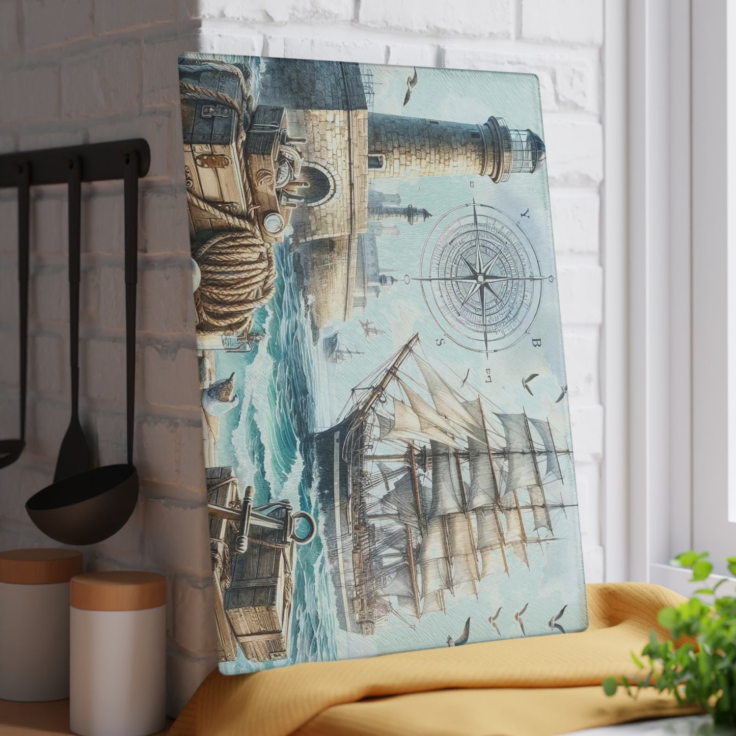 Tabla de cortar náutica, Decoración de cocina costera, Regalo para casa de playa, Decoración con temática oceánica, Elementos esenciales para casa de playa, Decoración inspirada en el océano, Regalo de playa único