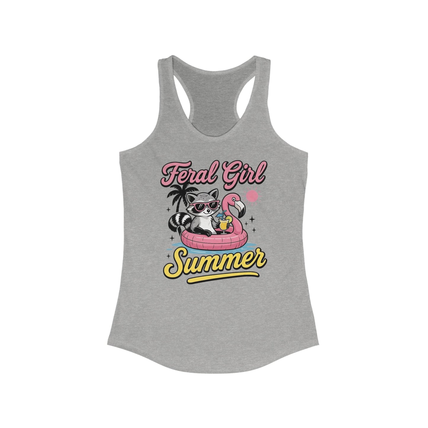Camiseta de tirantes de verano para chica salvaje: mapache divertido con espalda nadadora flotante para mujer