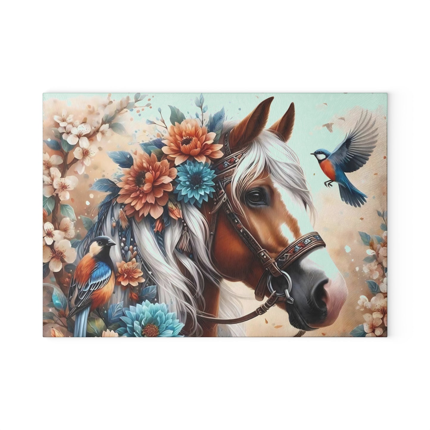 Hermosa tabla de cortar de caballo, tabla de cortar de vidrio templado, tabla de charcutería, tabla de cortar, regalo de inauguración de la casa, tabla de cortar personalizada