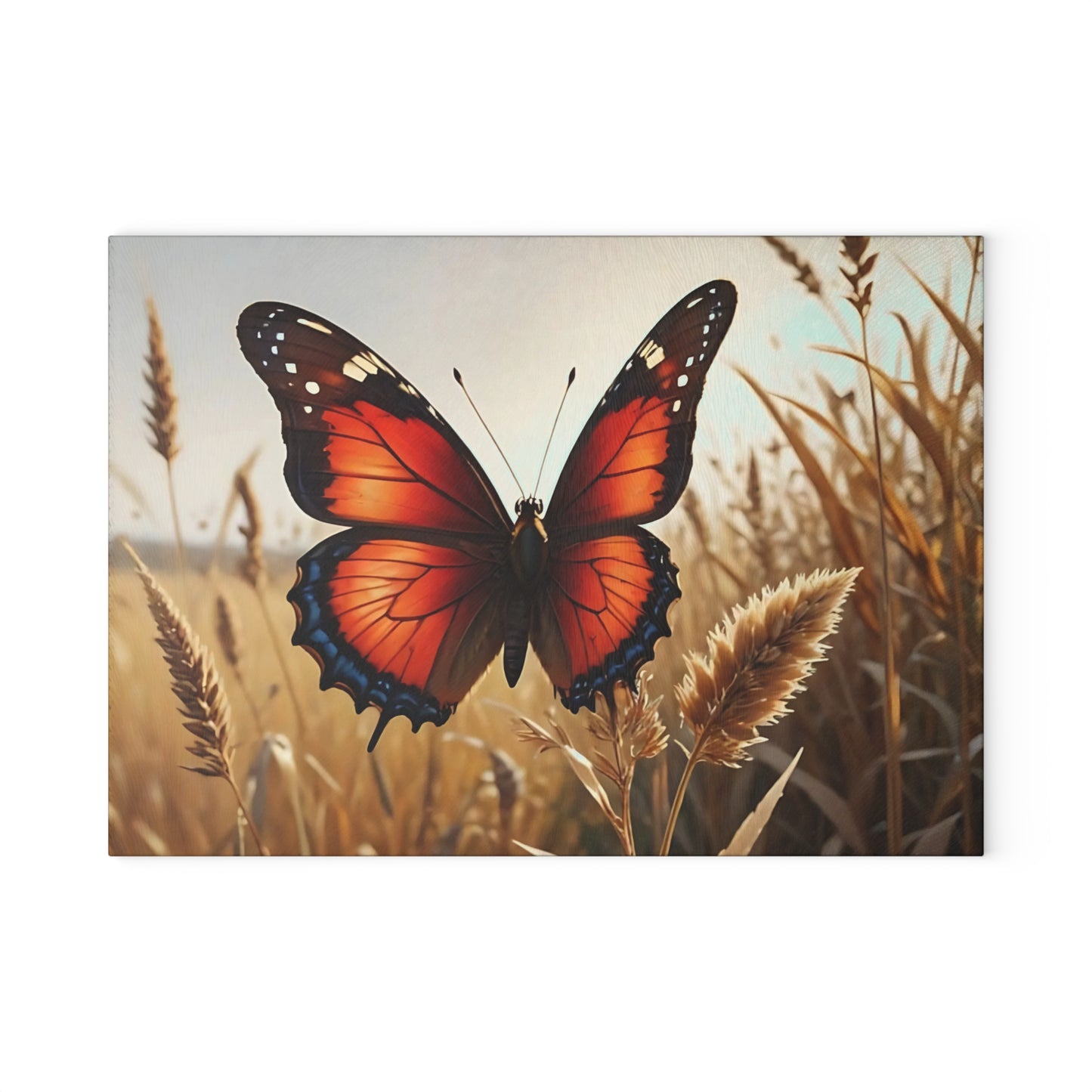 Hermosa tabla de cortar de vidrio con forma de mariposa, decoración de mariposas, tabla de cortar, decoración de cocina, arte de cocina, tabla para servir, regalo de pavo real, regalo de mariposa, tabla de cortar floral