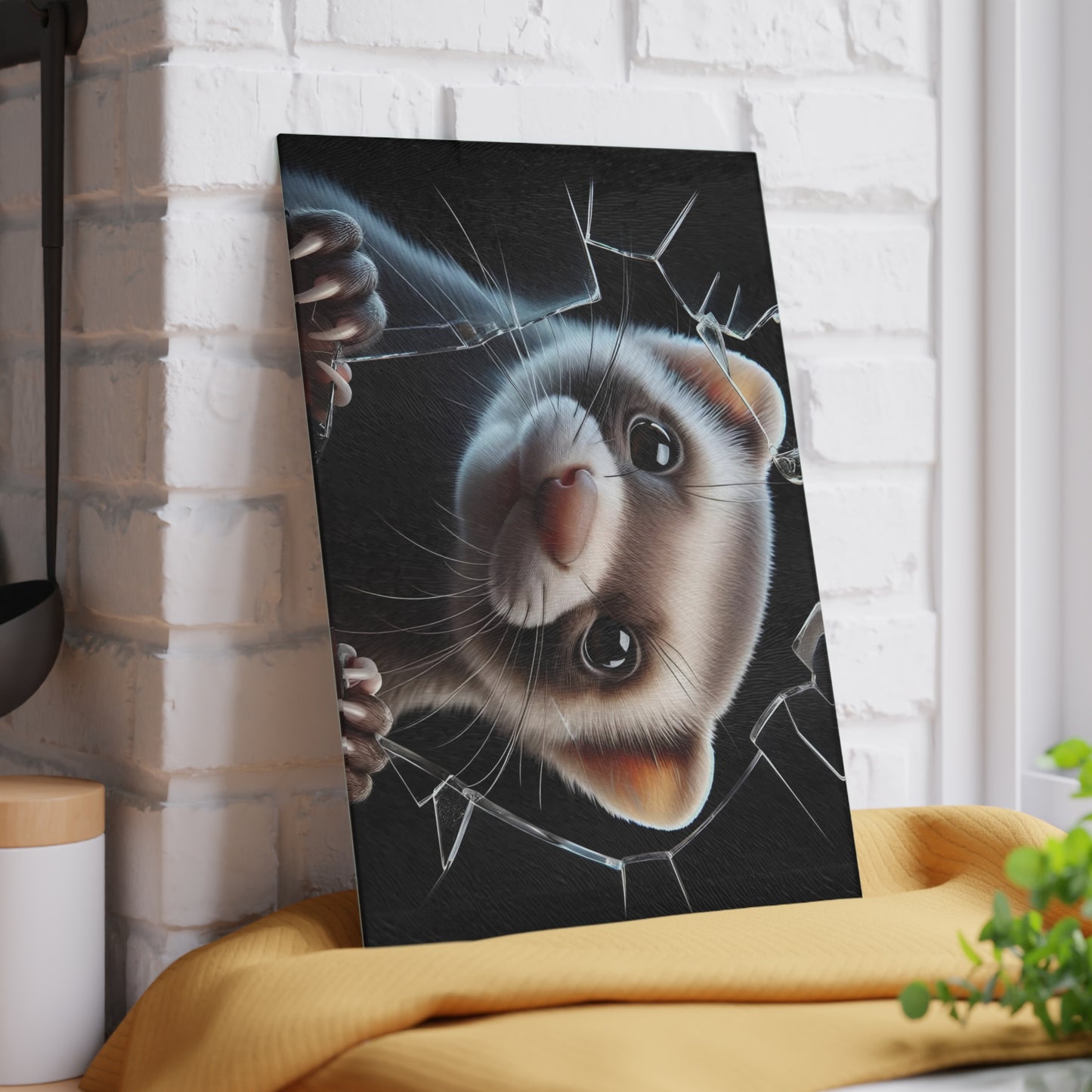 Tabla de cortar de vidrio con forma de hurón, adorable decoración de cocina para amantes de las mascotas, tabla para servir con temática de animales pequeños, regalo único para dueños de hurones, tabla para charcutería