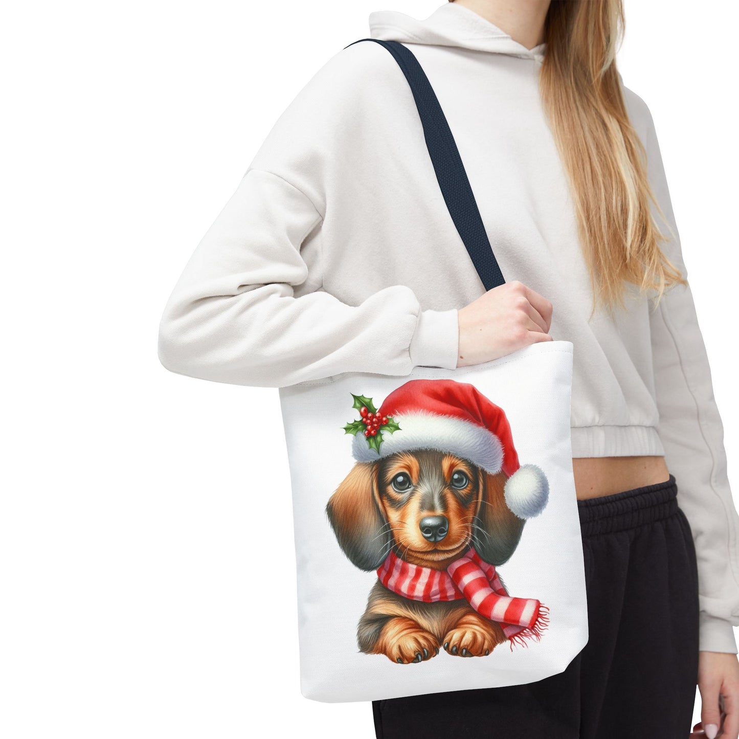 🎄 Dachshund Christmas Tote Bag – Festive Holiday Charm for Dog Lovers 🐾🎅