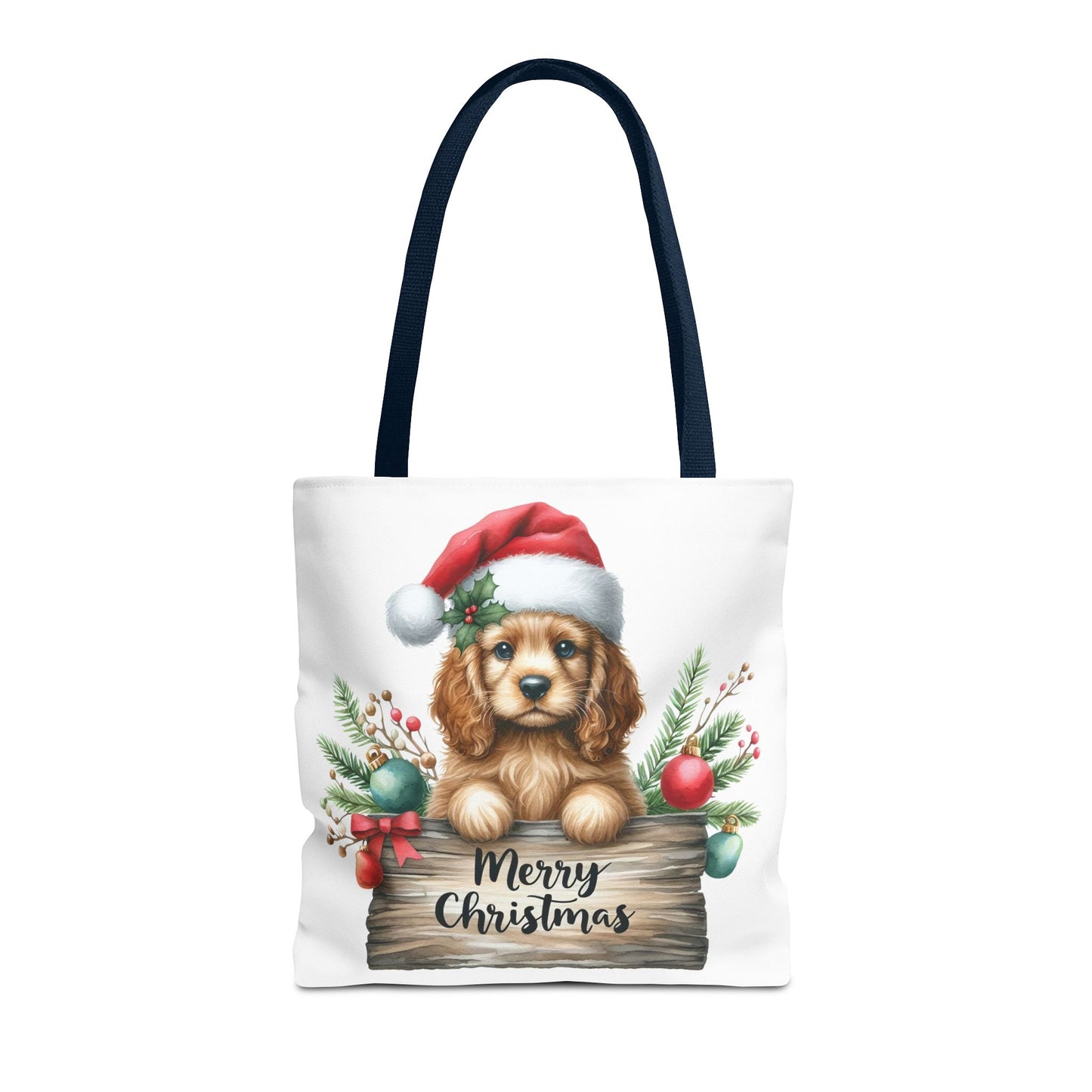🐶 Cocker Spaniel “Merry Christmas” Tote Bag – Cozy Holiday Charm in Every Stitch 🎄