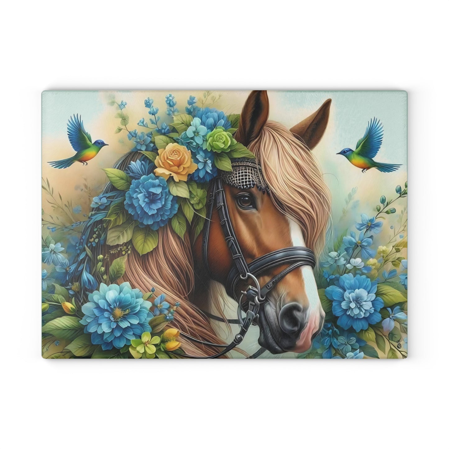 Hermosa tabla de cortar de caballo, tabla de cortar de vidrio templado, tabla de charcutería, tabla de cortar, regalo de inauguración de la casa, tabla de cortar personalizada